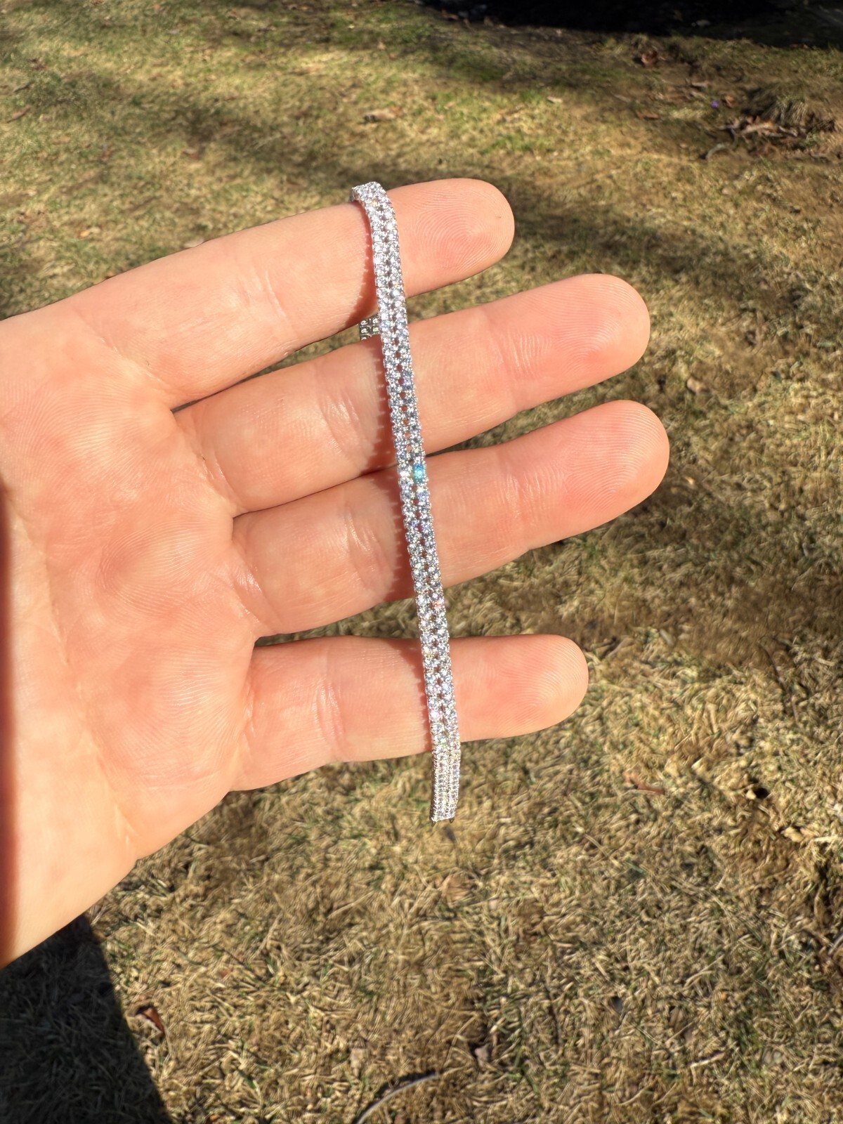 Real 925 Sterling Silver Micro Two Row 4.5mm Tennis Bracelet CZ 6-8″ Iced