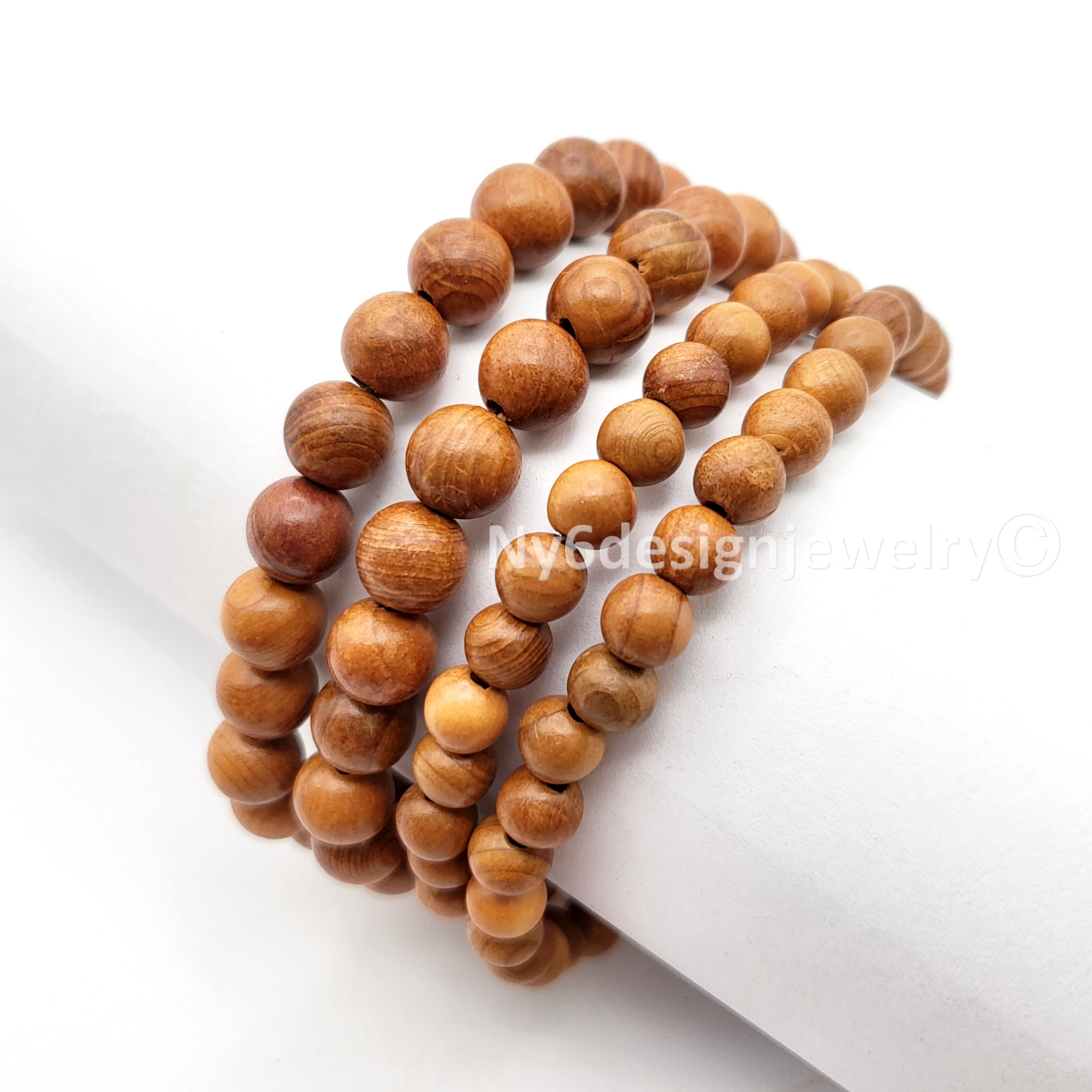 Honey Light Brown Natural Wood Bead Bracelet Wooden Beaded Bracelet 2 Sizes