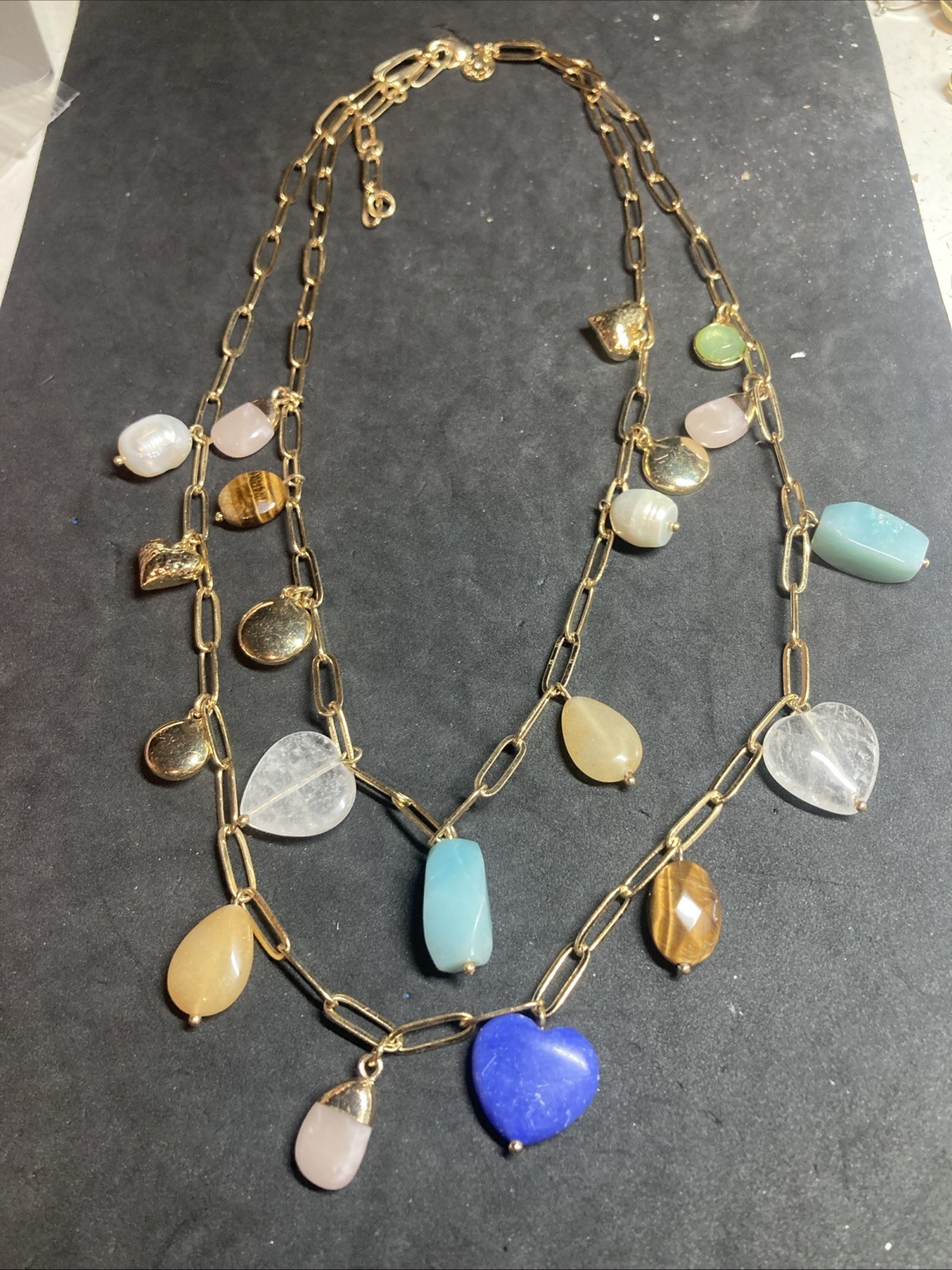 Talbots 16-22” Layered Semi Precious Stone Necklace B156