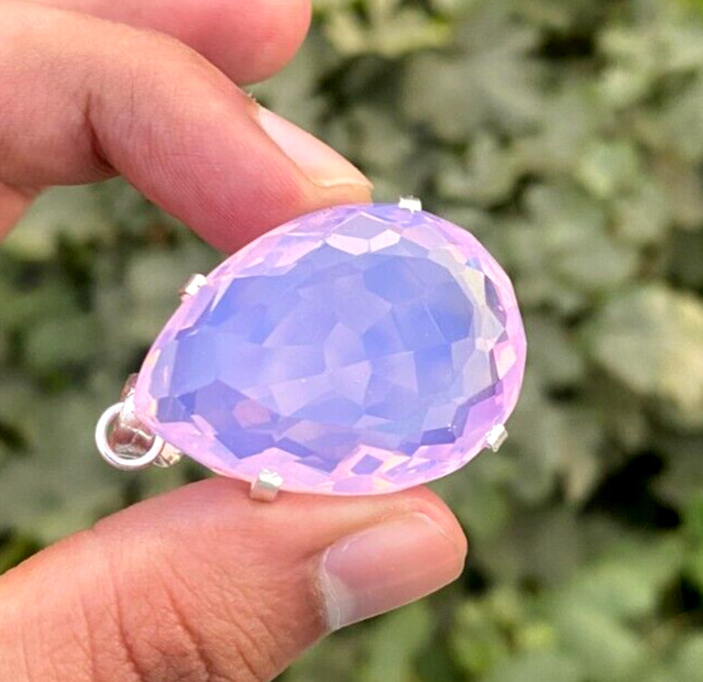 95+ Cts Certified Natural Fire Opal Pear Cut Gemstone Solid 925 Silver Pendant