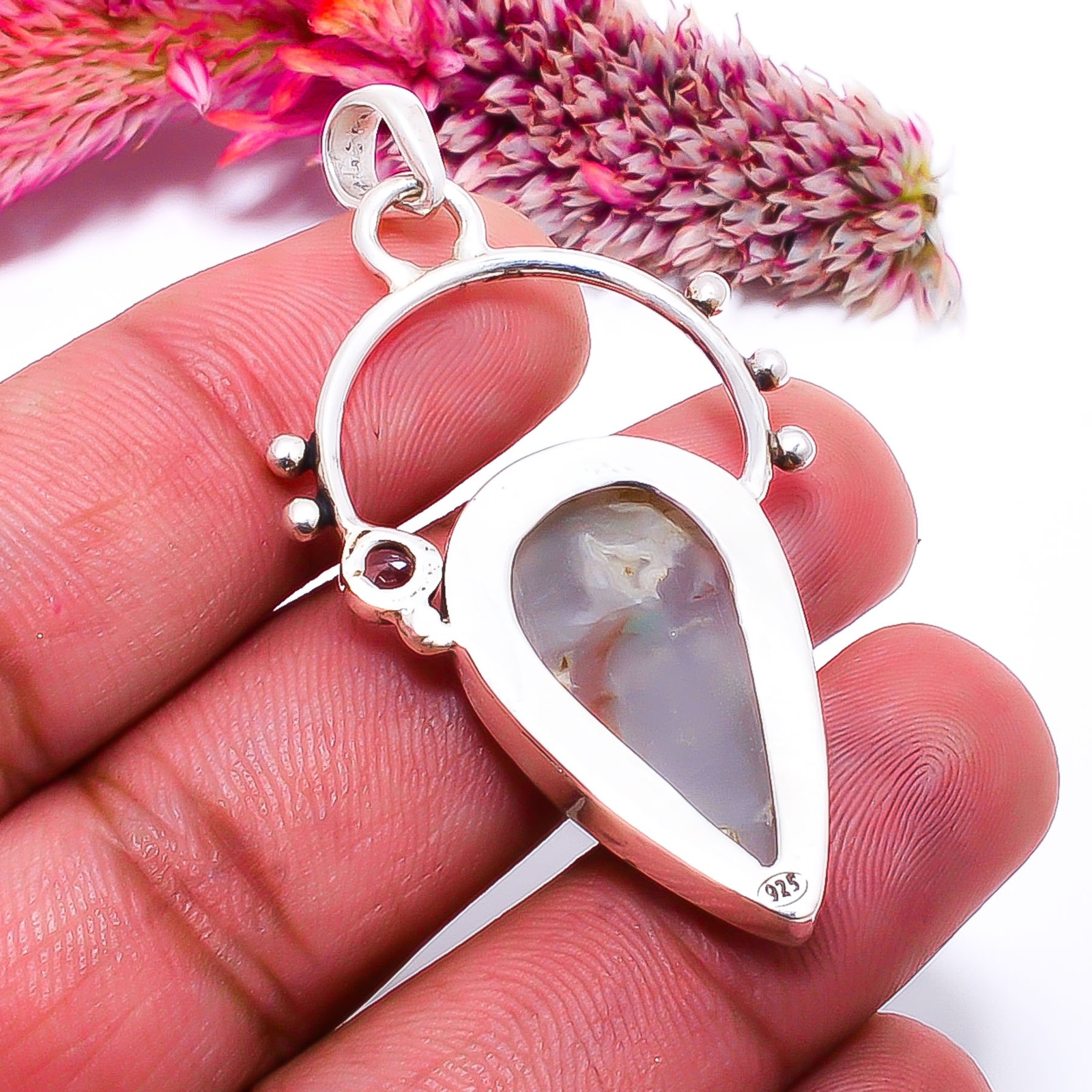 Aqua Chrysoprase & Iolite Handmade 925 Sterling Silver Pendant 1.79″ P29