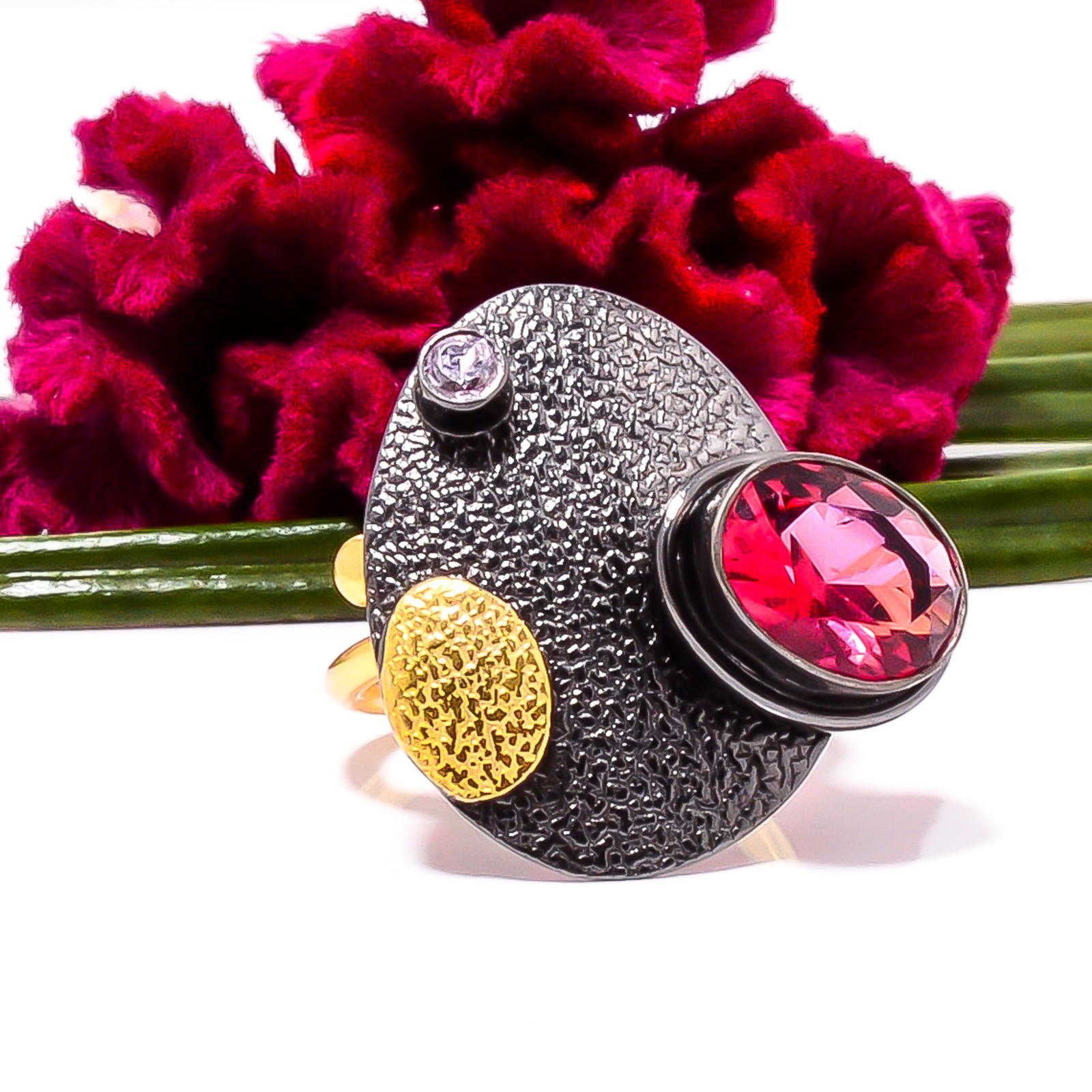 Pink Rubellite Tourmaline, Pink Kunzite 925 Sterling Silver Ring s.7 Sku81