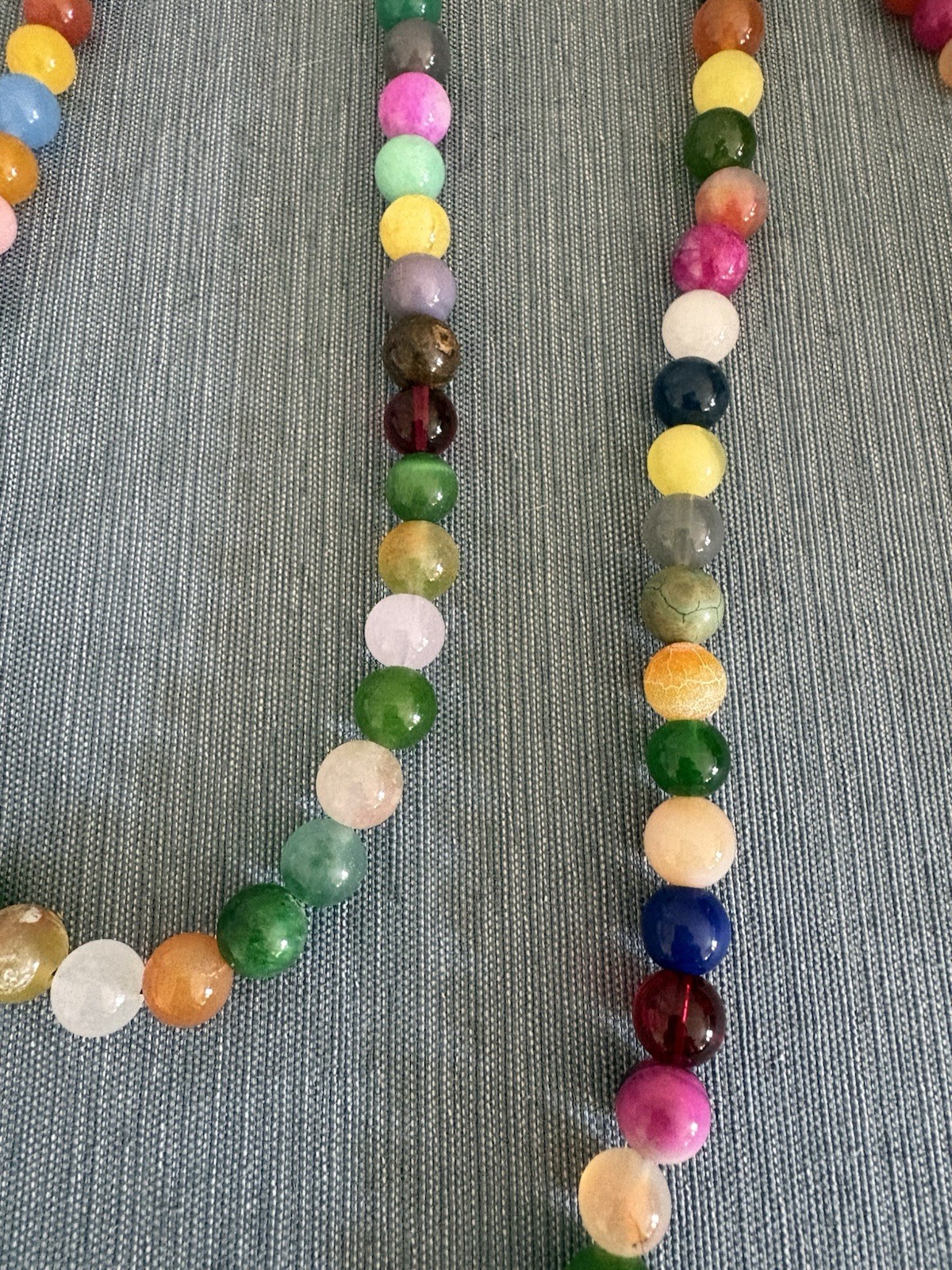 Boho Long Beaded Necklace Multicolor Stone Style Tassel Pendant Statement