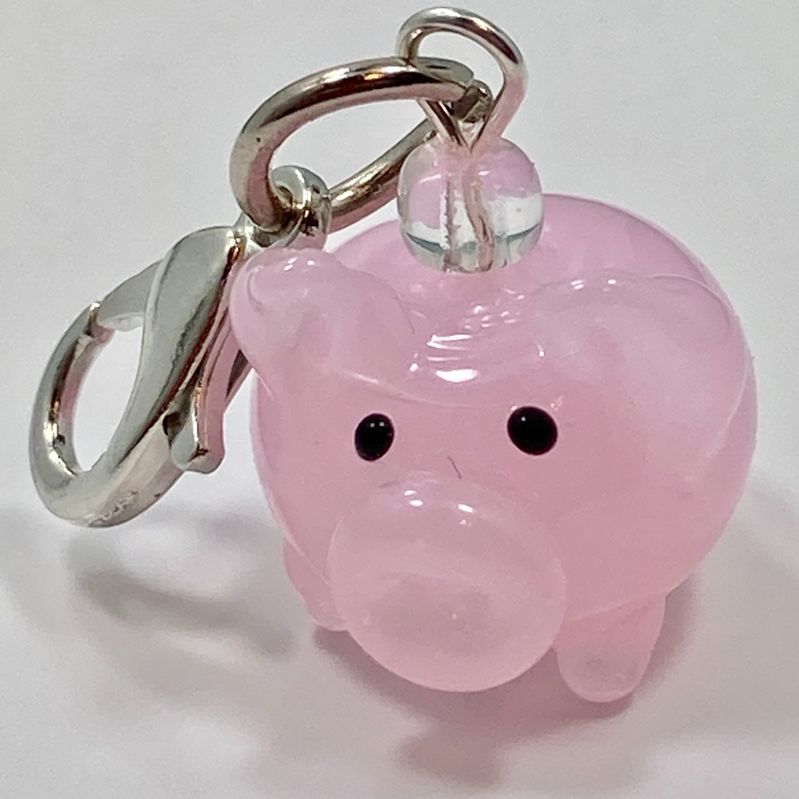 Pink Pig Glass Clip On Charm Zipper Pull Bag Purse Bracelet Charm Lampwork
