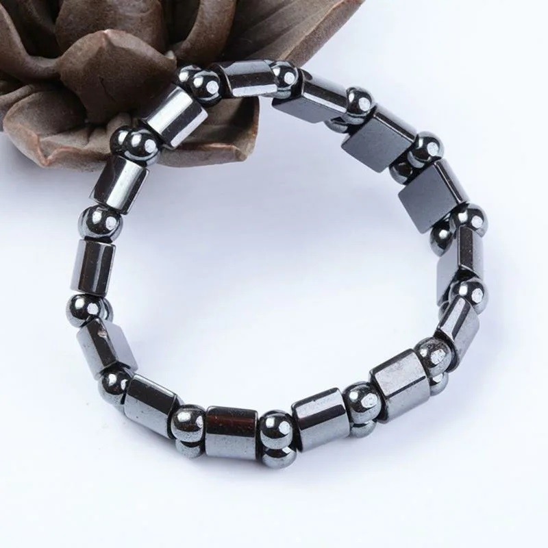 2× Magnetic Hematite Bracelet Pain Relief Powerfull Elastic Therapy Arthritis US