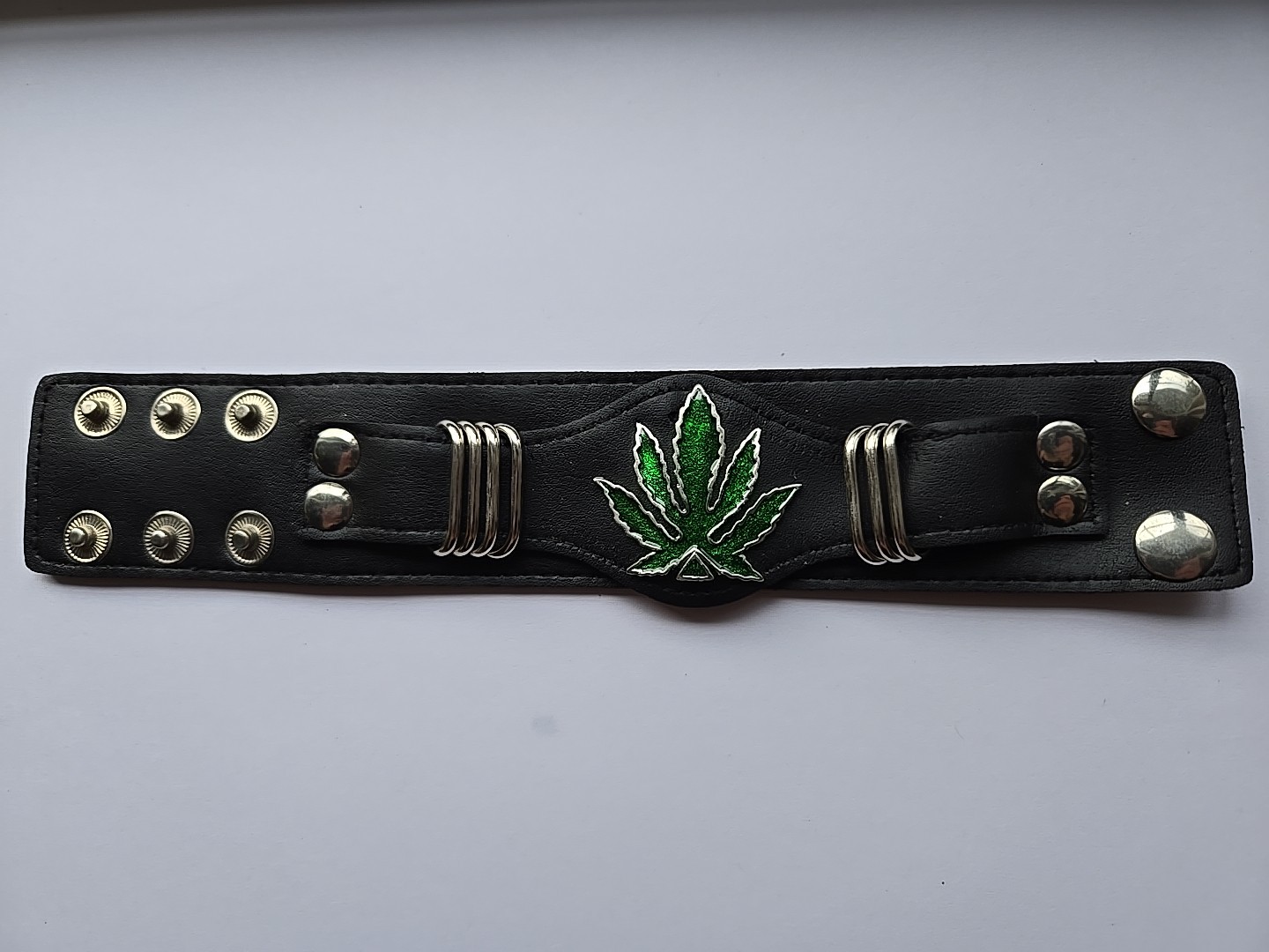 Marijuana Leaf Weed Bracelet Faux Leather punk Gothic