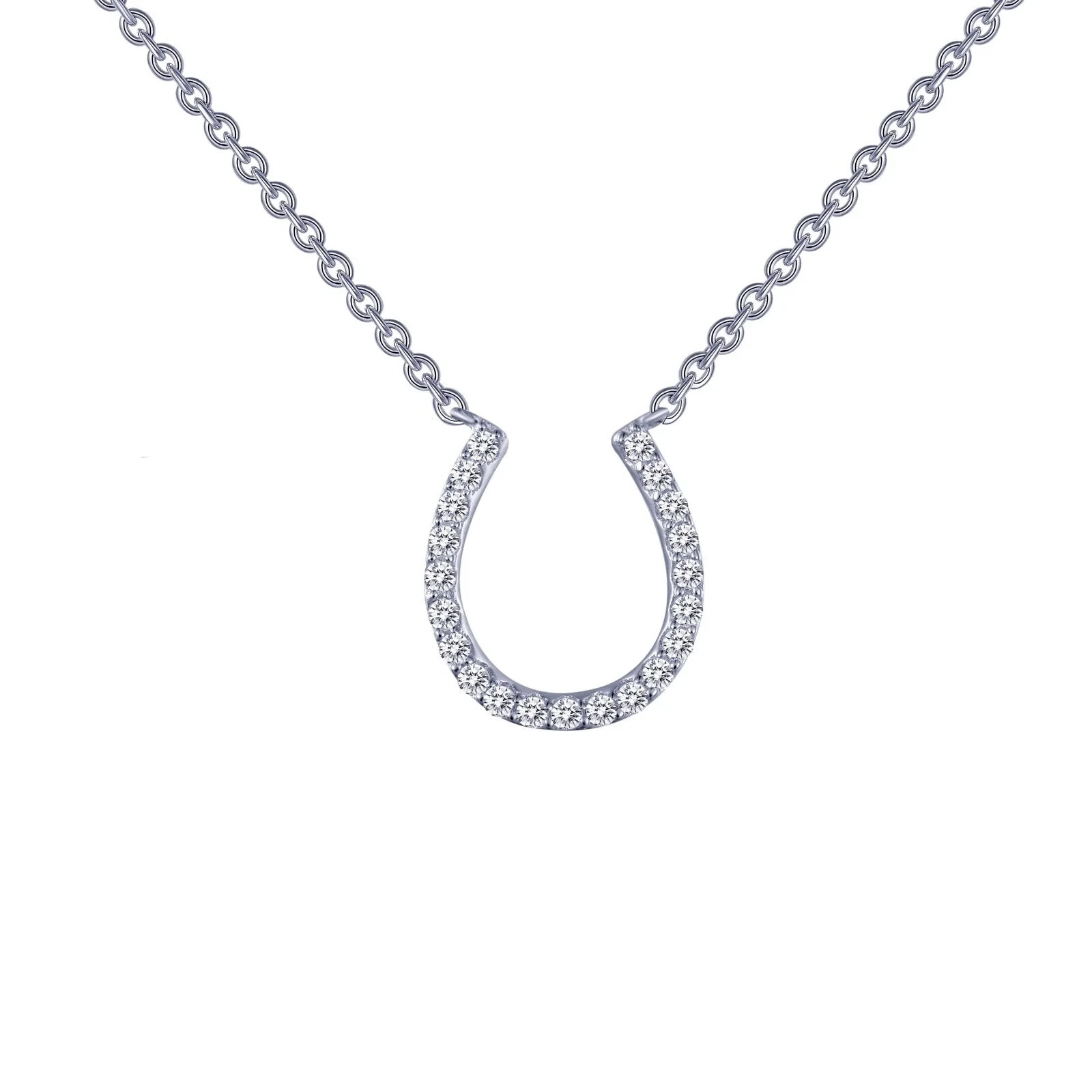 BRAND NEW Lafonn Platinum Plated 0.21 CTW Horseshoe Pendant Necklace N0026CLP18