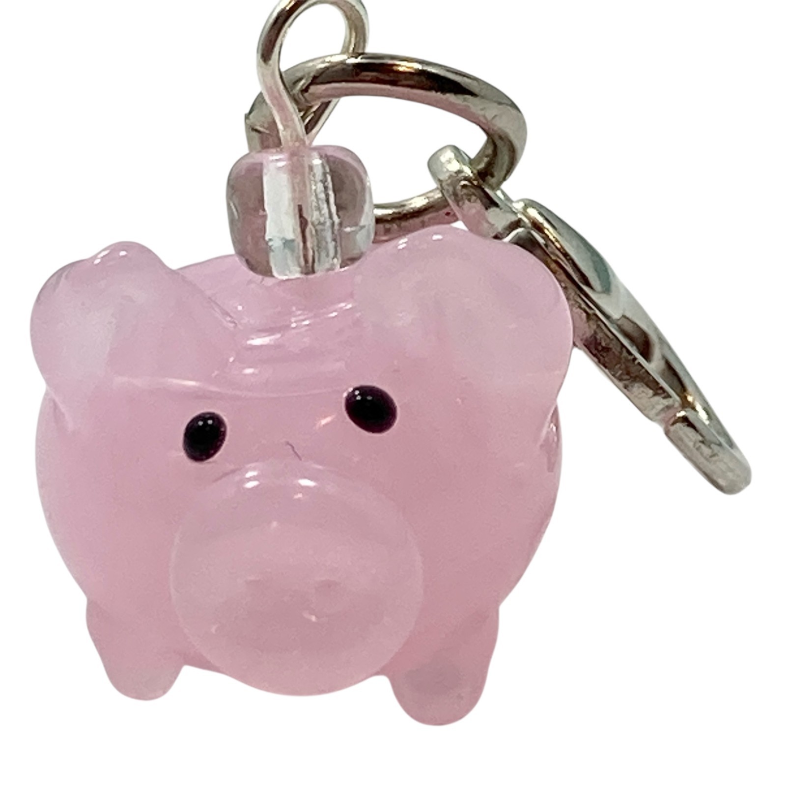 Pink Pig Glass Clip On Charm Zipper Pull Bag Purse Bracelet Charm Lampwork