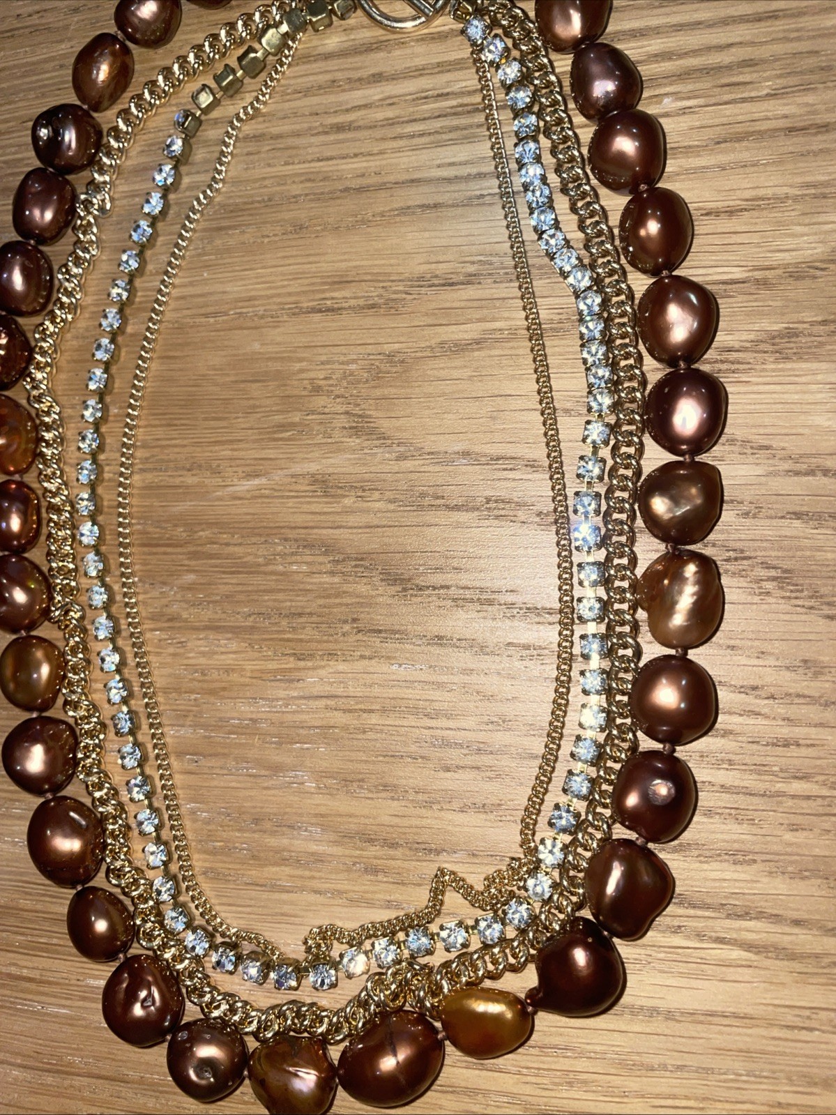 4-Strand Layered Statement Necklace with Baroque Pearl Look Beads MSRP $420