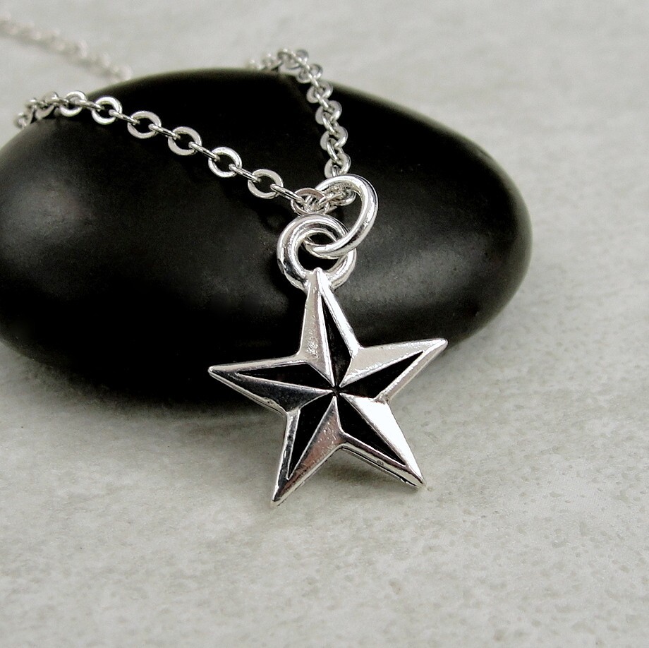 Silver Nautical Star Necklace – North Star Necklace – Sailor’s Symbol Charm