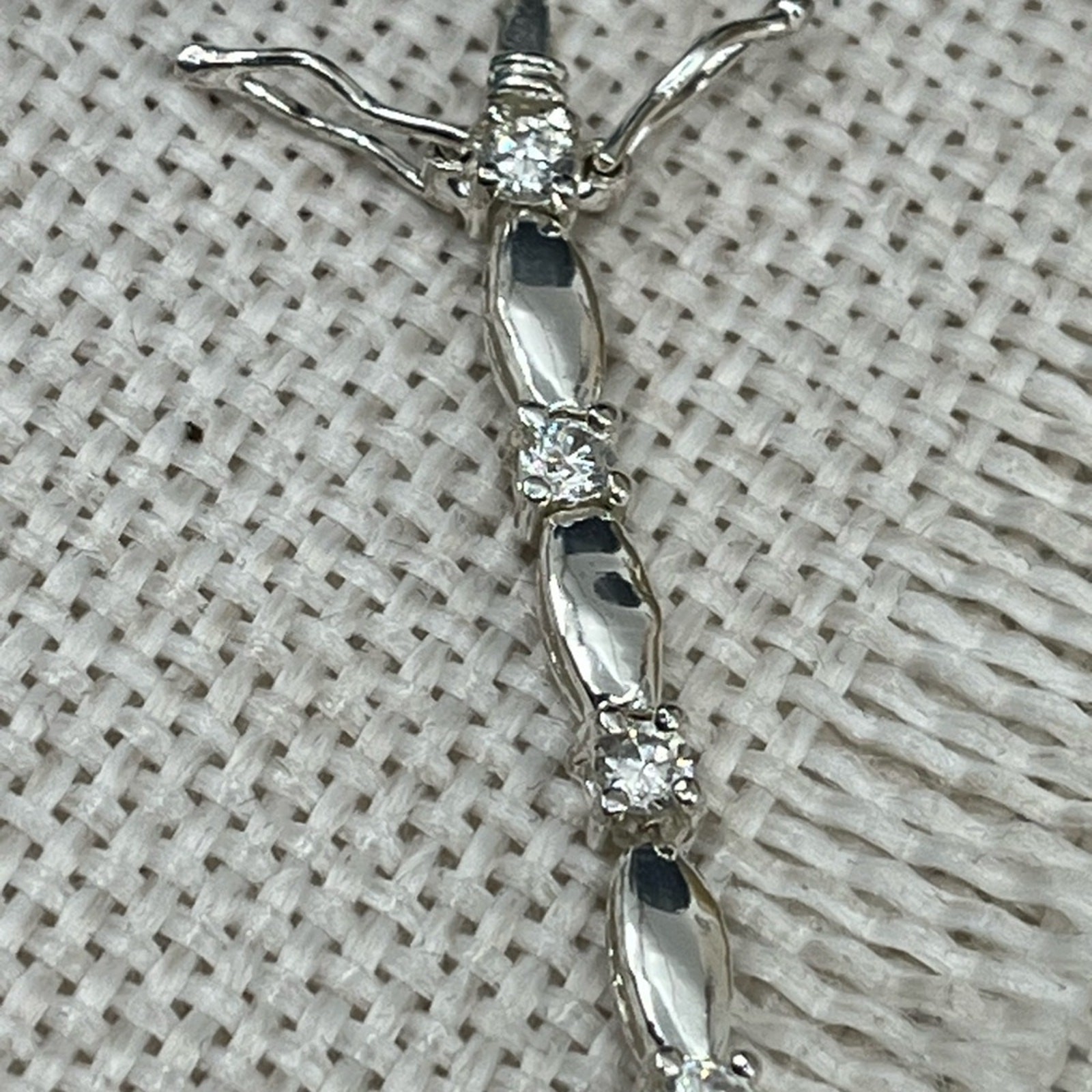 Vintage 7″ Sterling Silver Marquise & Round CZ Bracelet