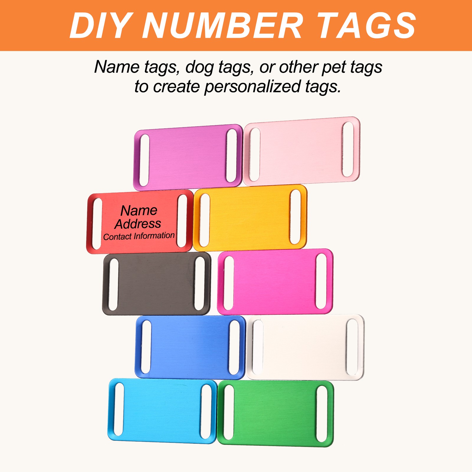 10Pcs Anodized Aluminum Blank Tags 31mm Sided Pet ID Stamping Tags Rose Red,