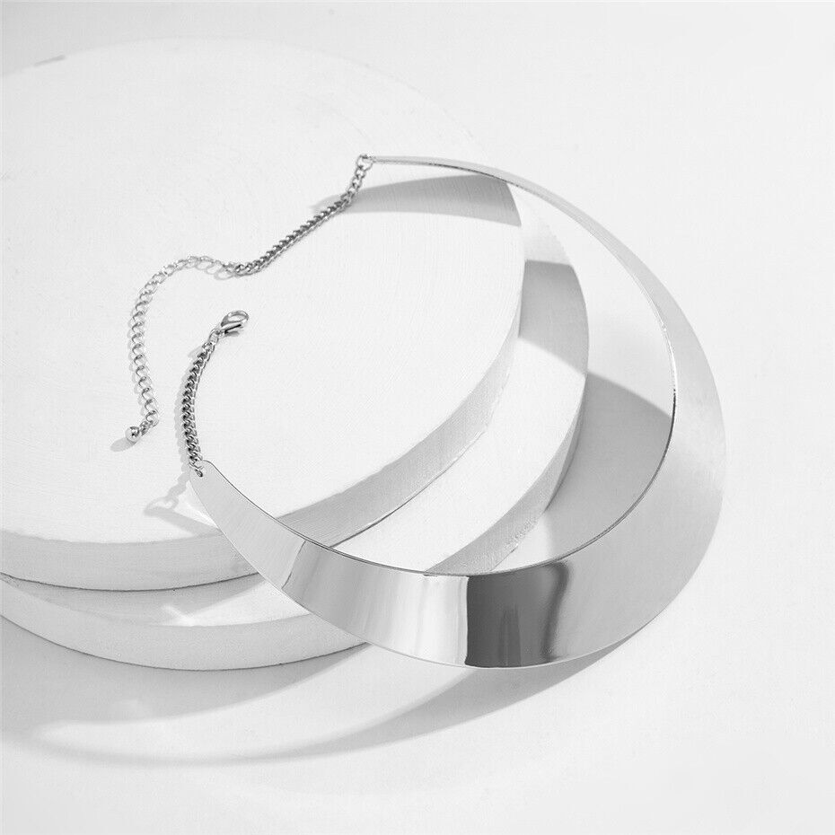Chunky Collar Choker Wide Statement Necklace Fashion Jewelry