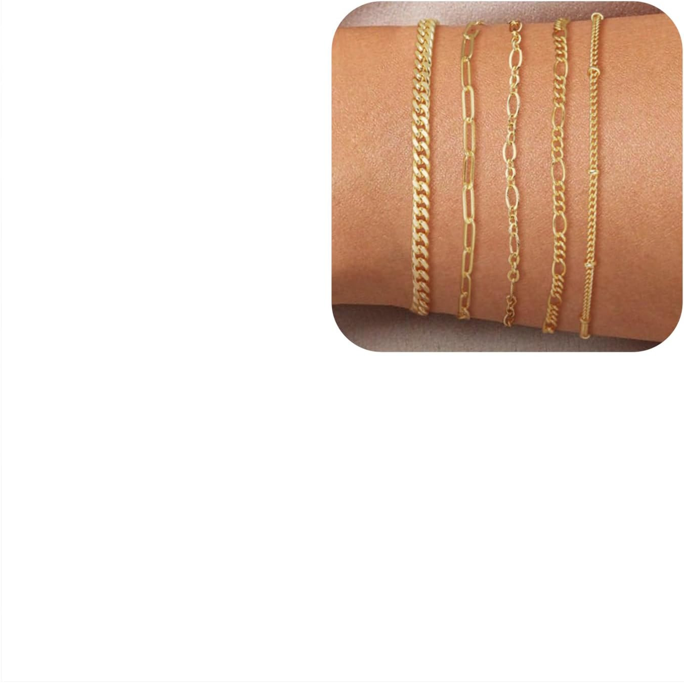 Gold Bracelets for Women Waterproof, 14K Real Gold Jewelry Sets for Women Trendy