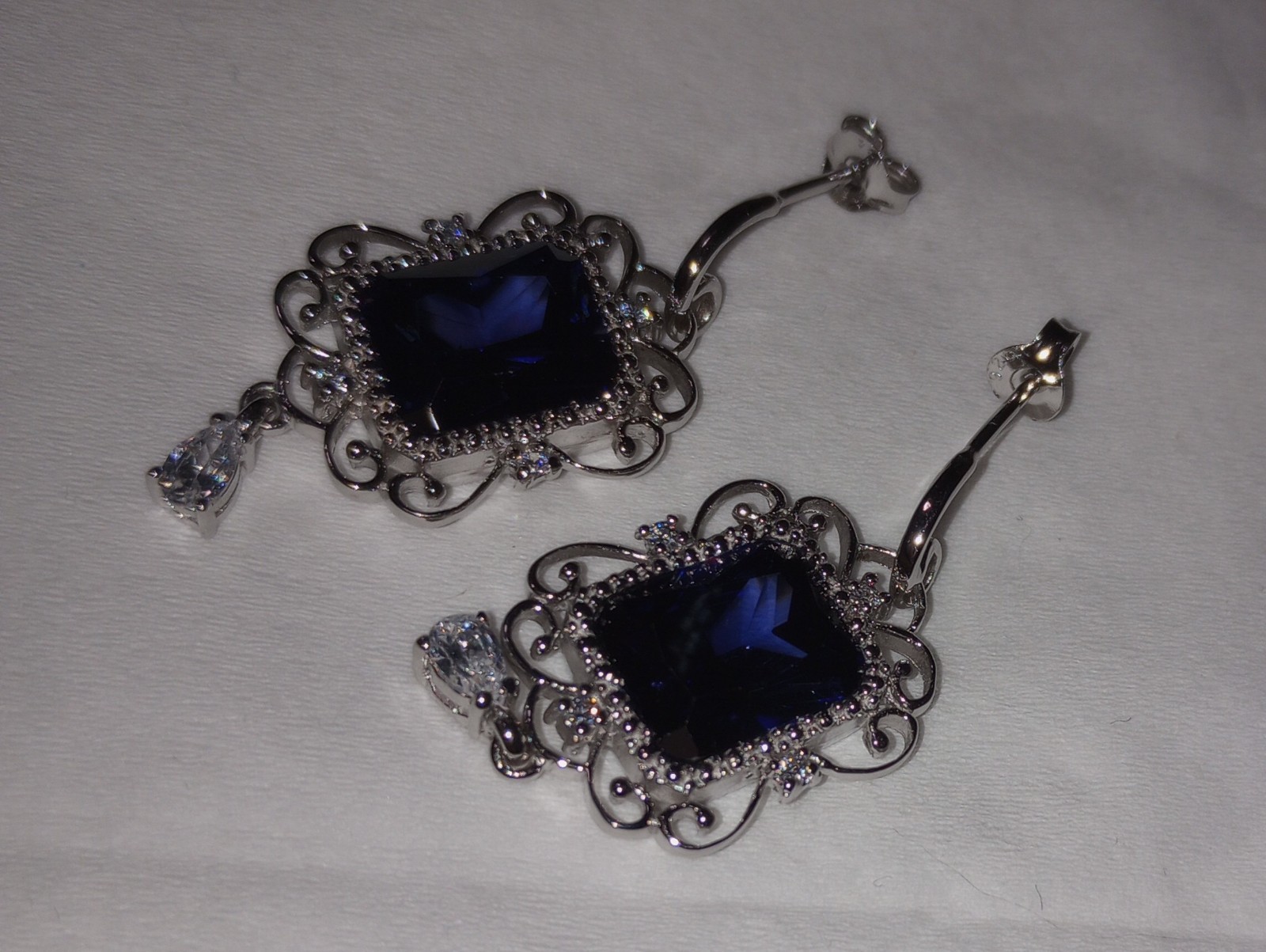 Sterling Silver B Luce Tanzanite simulated/diamond pendant and earrings set