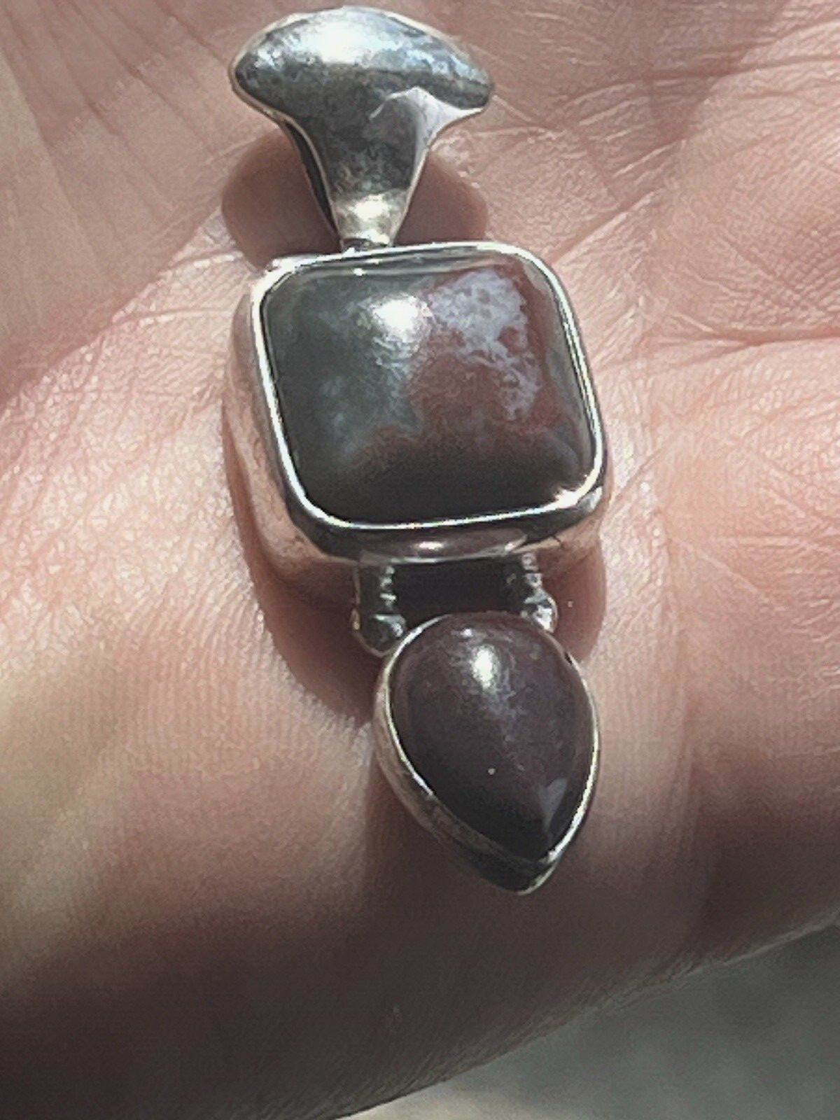 vtg Sterling Silver 21mm x 19mm Solid Framed Red Jasper Slider 925 Pendant 13g