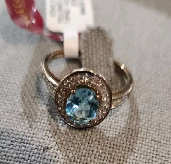 Yellora Blue Topaz & Diamond Ring NIB