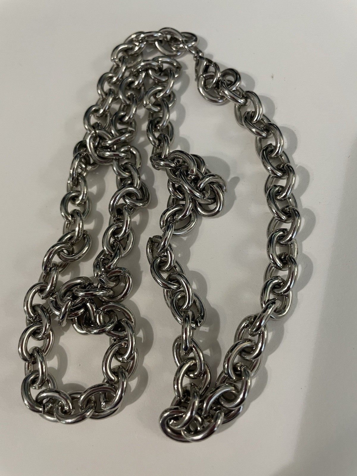 Rolo Cable Link Silver Tone 22 Inch Necklace Heavy Weight Stainless Steel