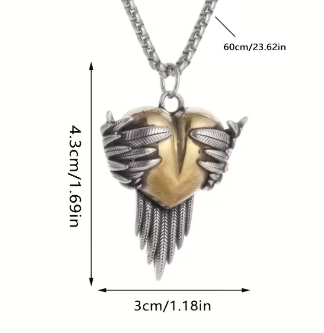 New Catholic Blessing Guardian Angel Wing Love Heart Pendant Necklace Christian