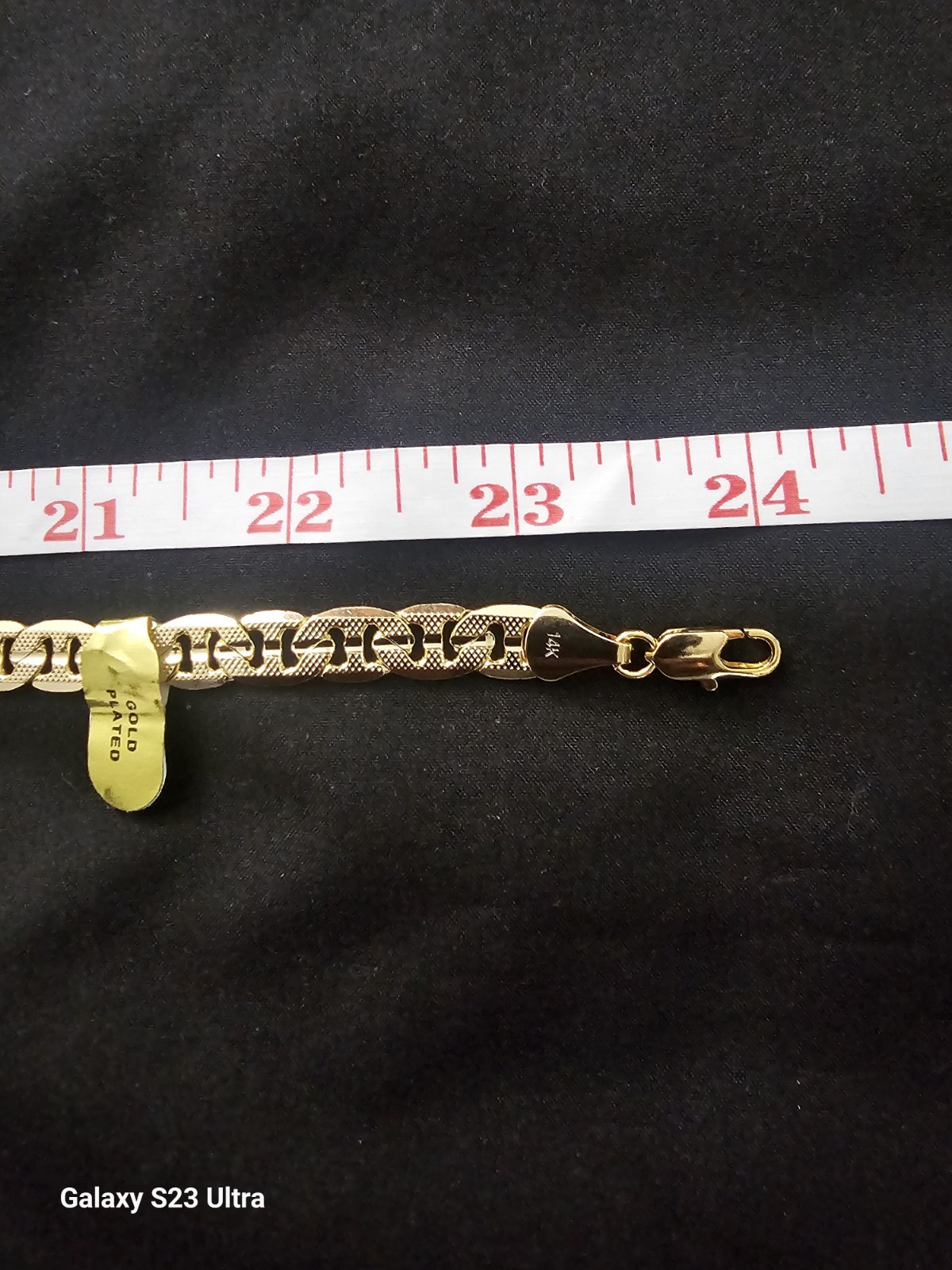 24in.14K Gold Plated brass-8.1mm diamond cut frosted Mariner Chain Necklace