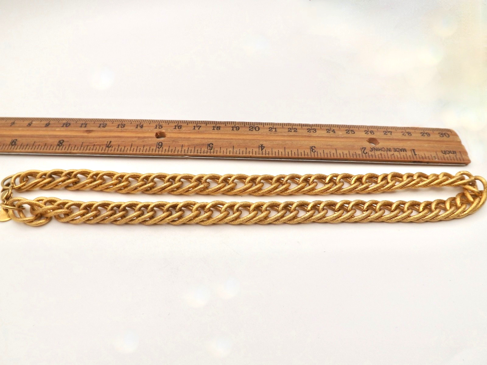 18k Gold Plated Stainless Steel Double Curb Link Pendant Necklace 18in 67gr