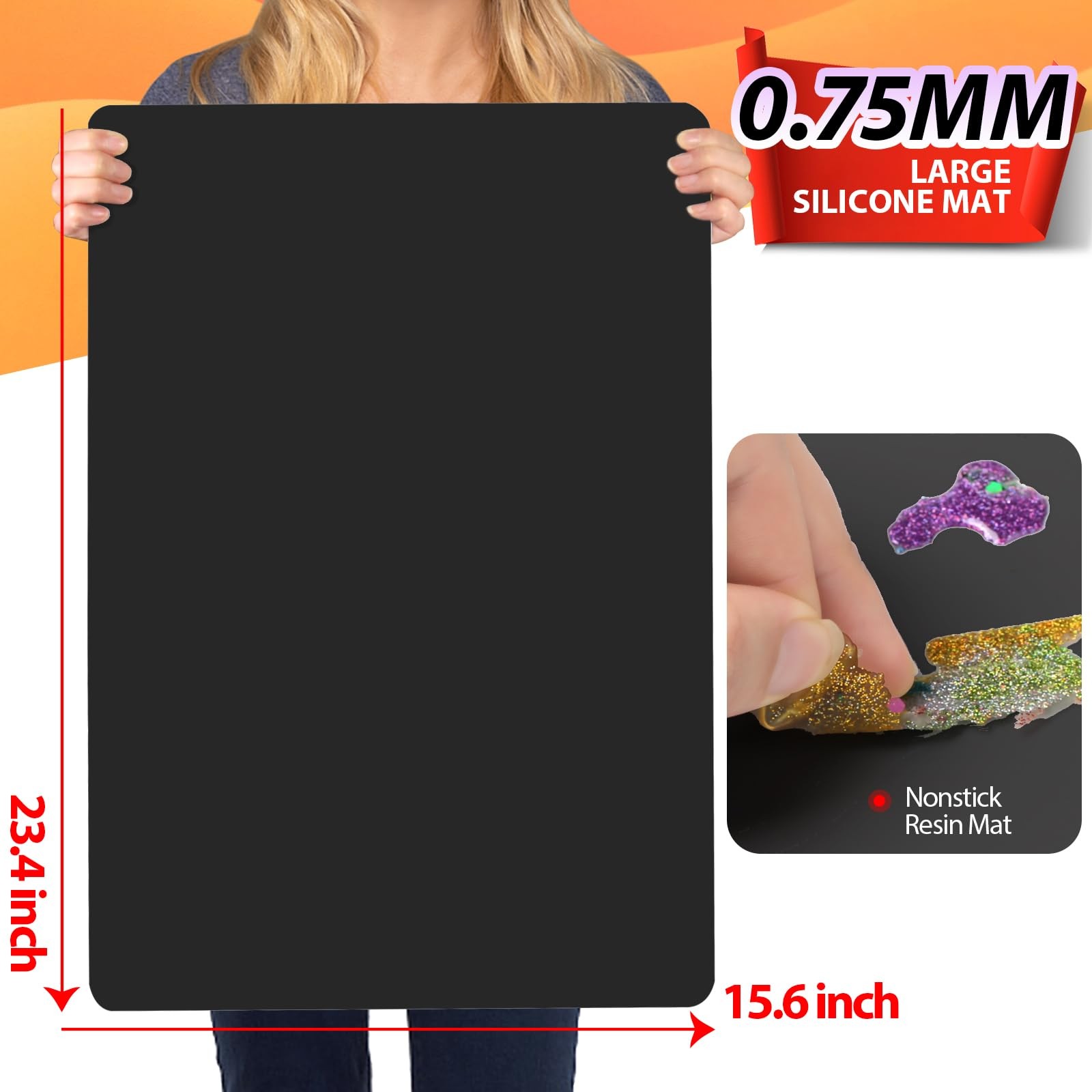LEOBRO Large Silicone Mat, 23.4â€ x 15.6â€ Black 23.4″L x 15.6″W,