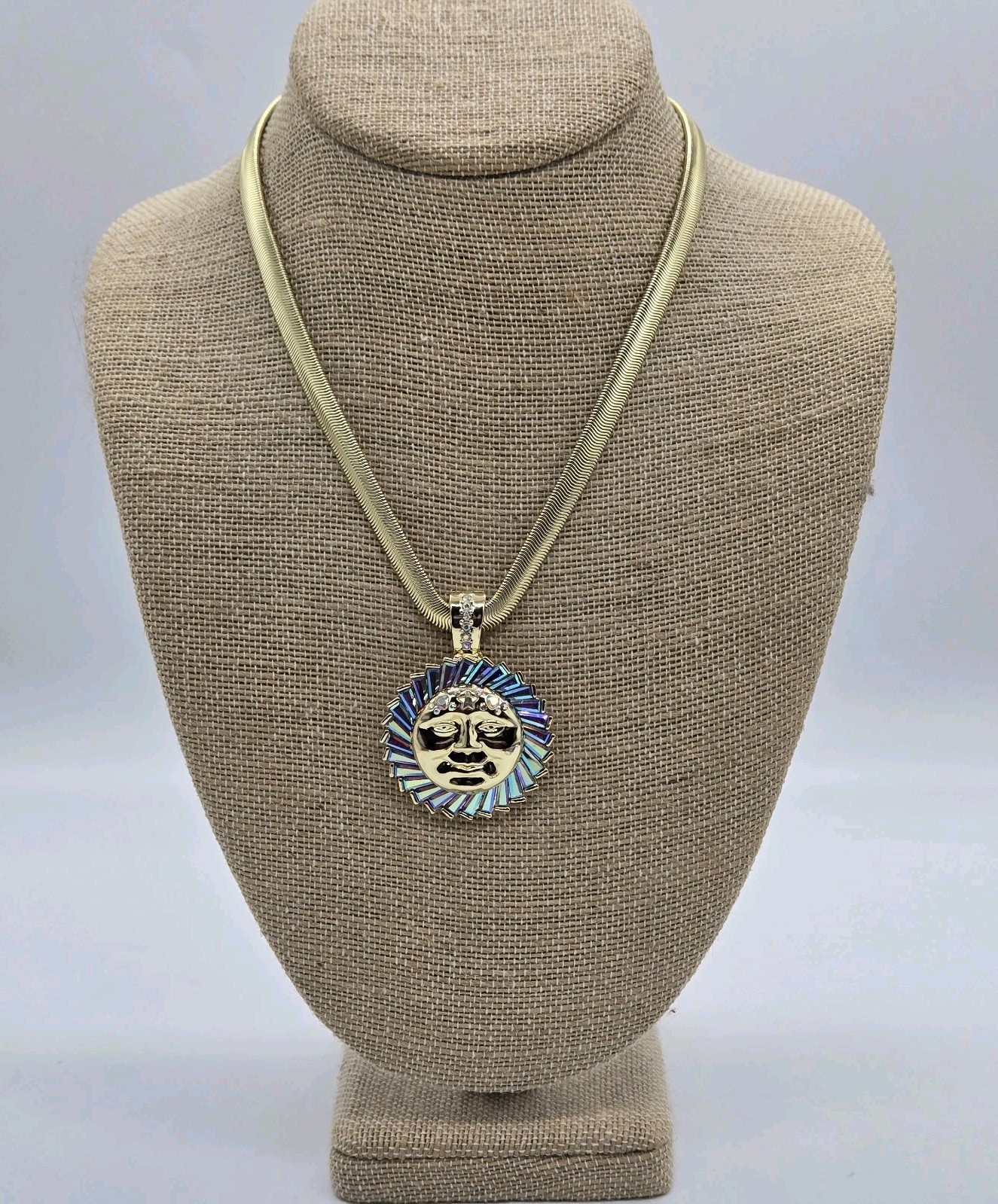 Kirks Folly Luna Light & Love Metallic Moon Foldover Pendant and Necklace 2pc GT