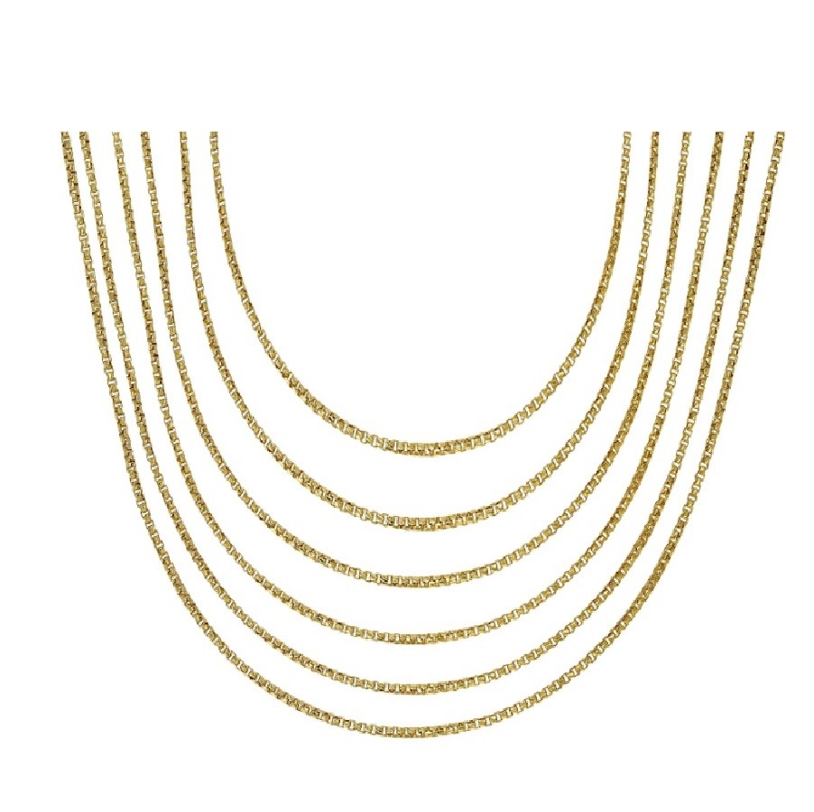 Real 18K Yellow Gold Filled Hypo-allergenic 28 inch 2 mm Thin Box Chain Necklace