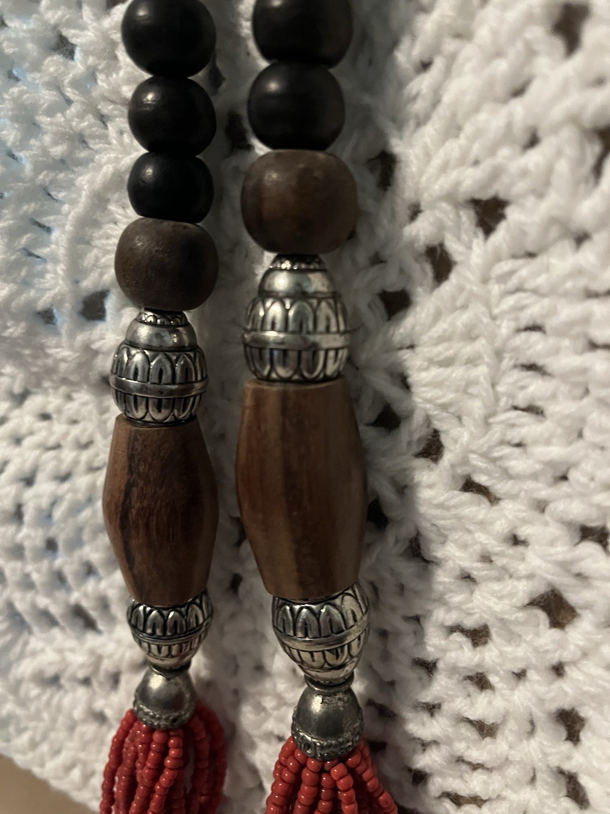 Bohemian Boho Style Chunky Wood Beaded Necklace