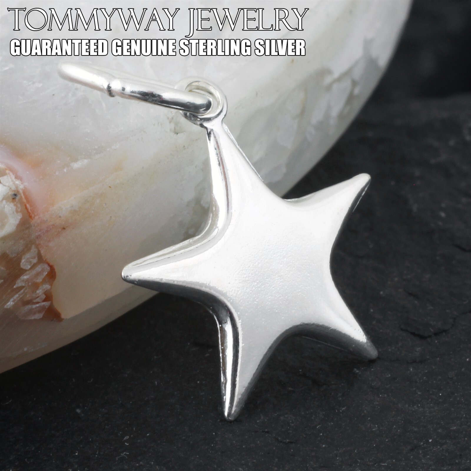 925 Sterling Silver Italian Star Charm with Necklace Made in Italy