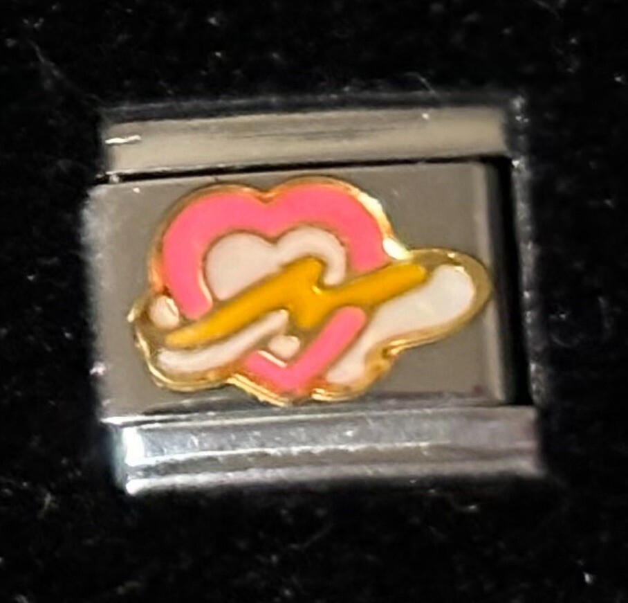 Heart Lighting Bolt Italian Charm Enamel Link 9MM K45-2