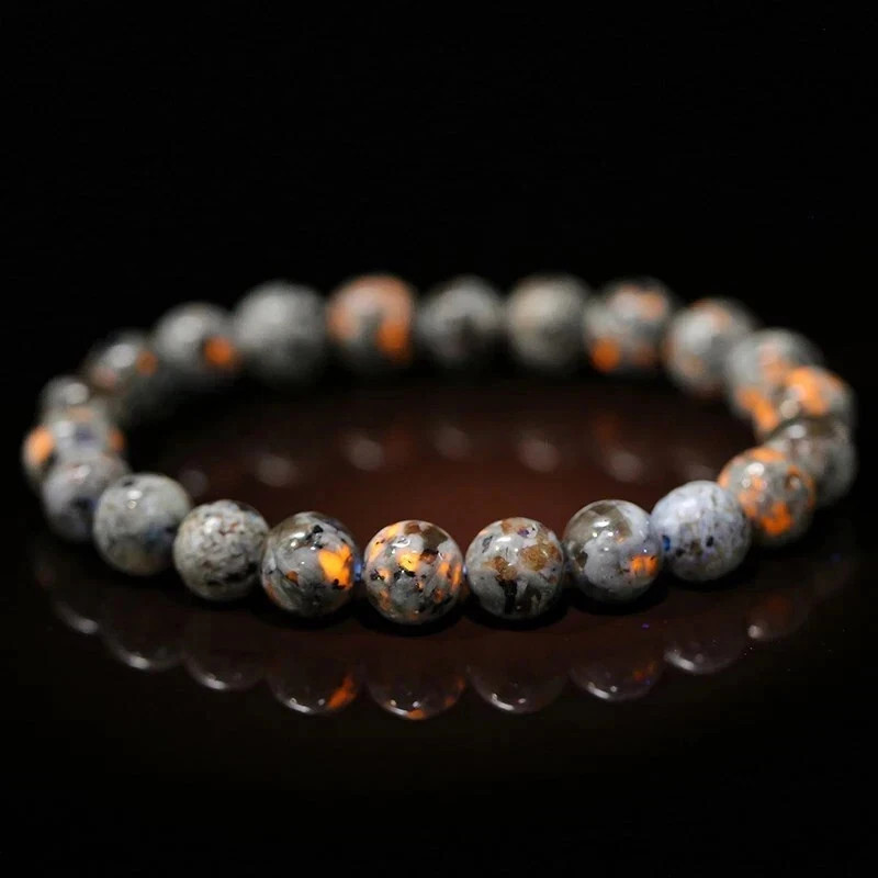 Natural Flame Stone Beaded Bracelet Powerful Yooperlite Fire Stone Energy Bangle