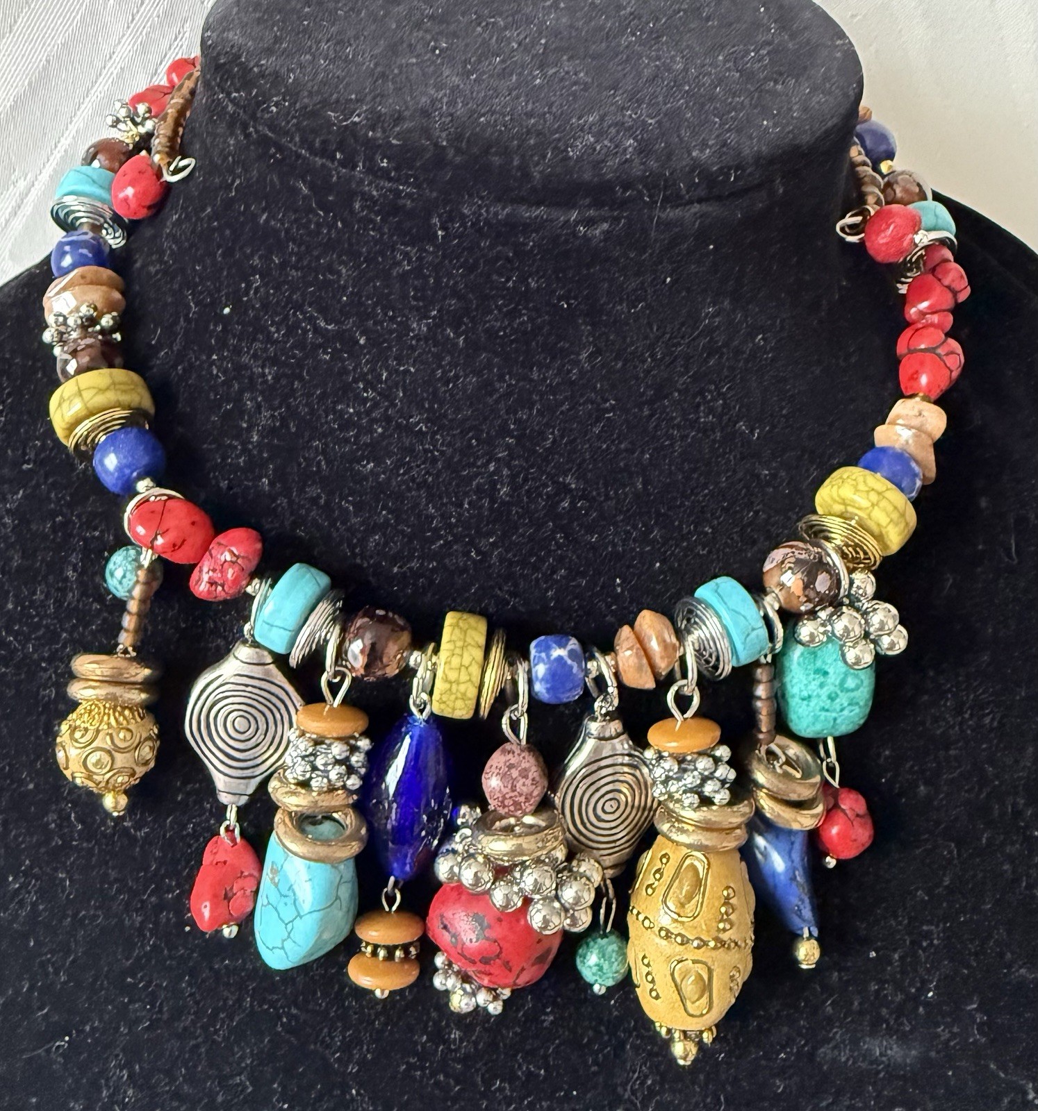 Colorful Beaded Necklace Expendable Memory Wire Chocker Charms Stones