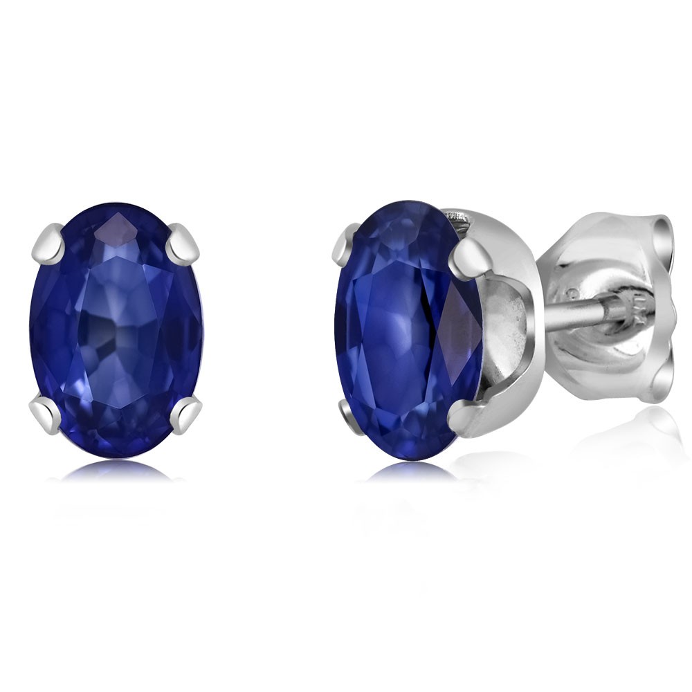Captivating Royal 2.00 cttw Blue Sapphire 925 Silver Stud Earrings
