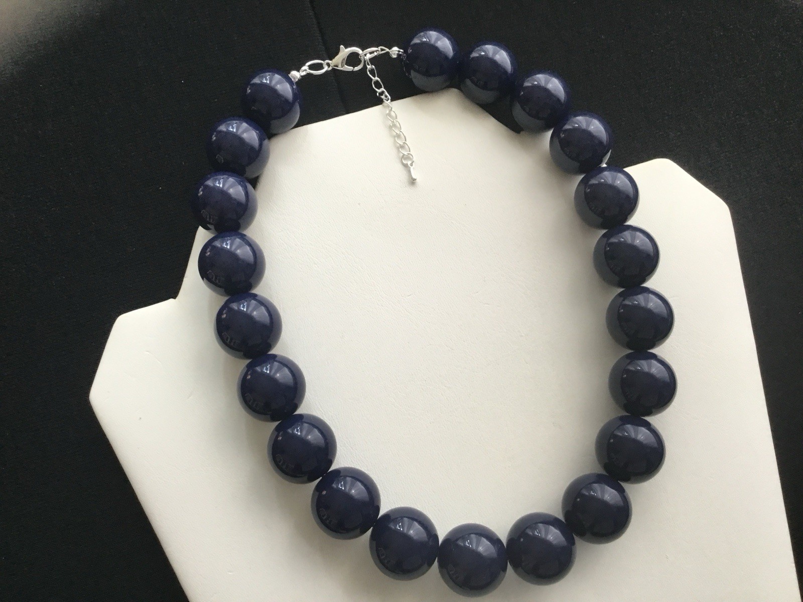 Chunky Navy Blue Beads Adjustable Choker Necklace