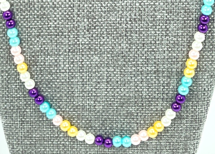Necklace 27 Inch Strand 5 mm Pearls Purple, Green, Yellow, Pink, White