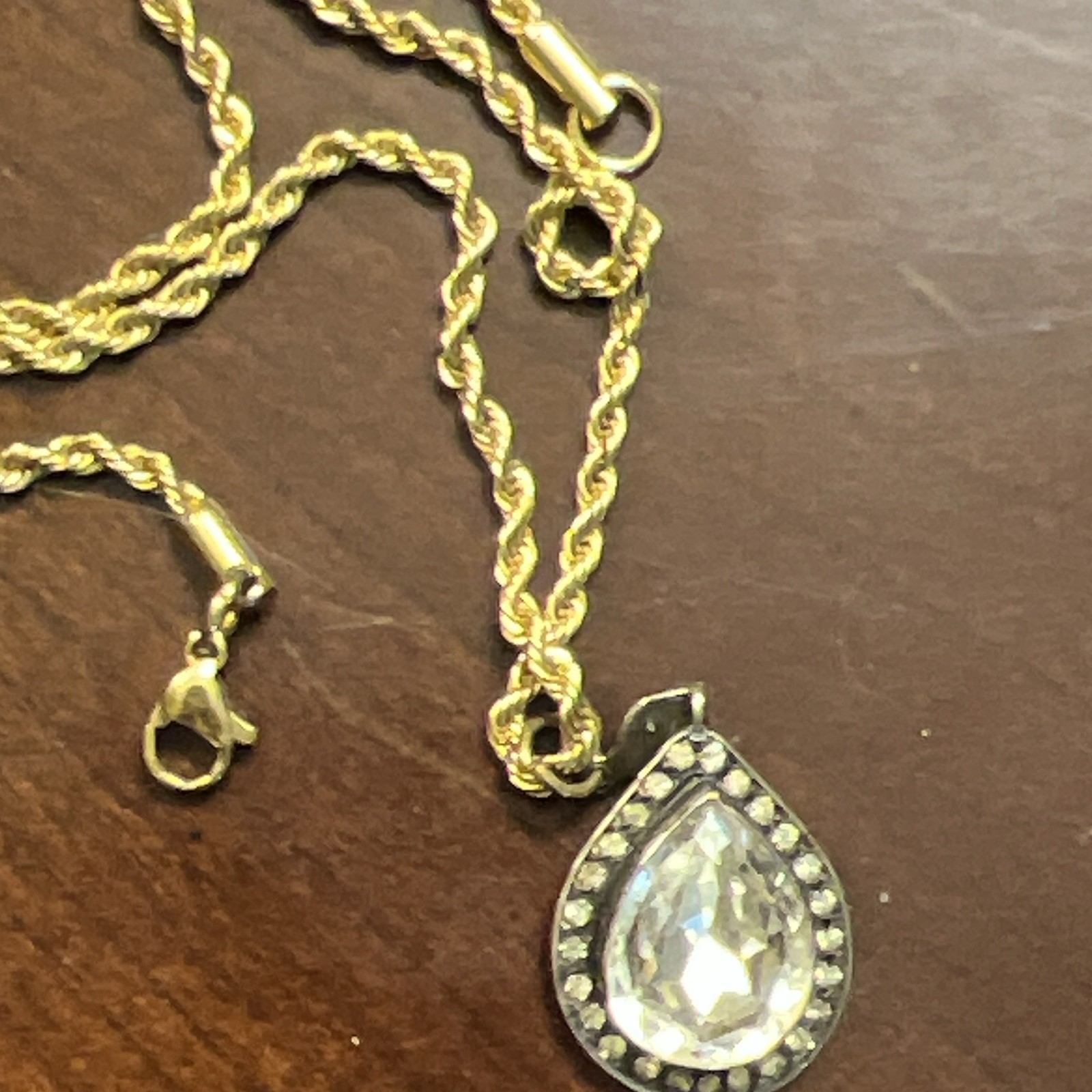 Antique Victorian Era Crystal Paste Pendant with Closed Back in Sterling