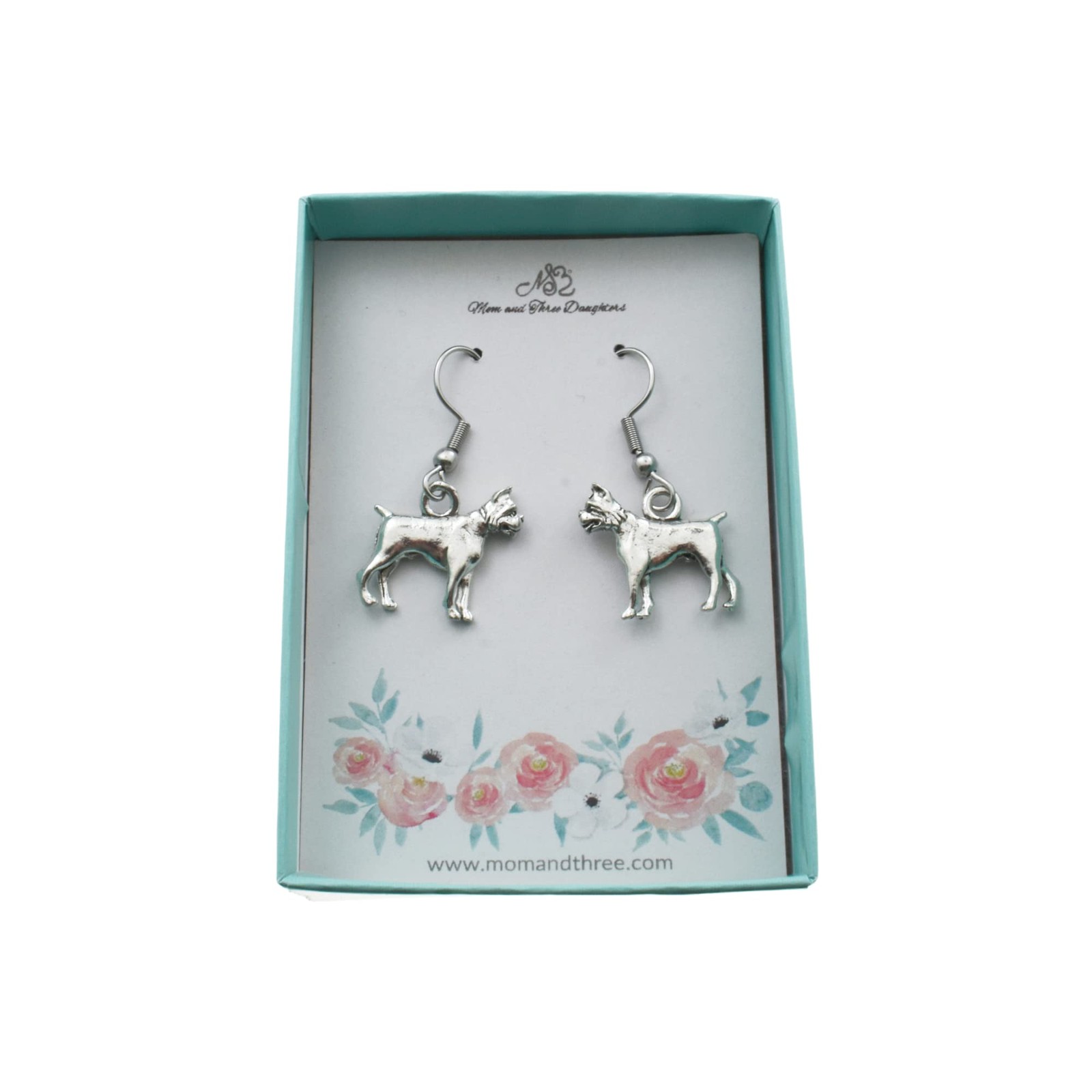 Boxer Dog Earrings in Silver Pewter |19mm x 17mm Boxer Charm | Dog Mom | Earr…