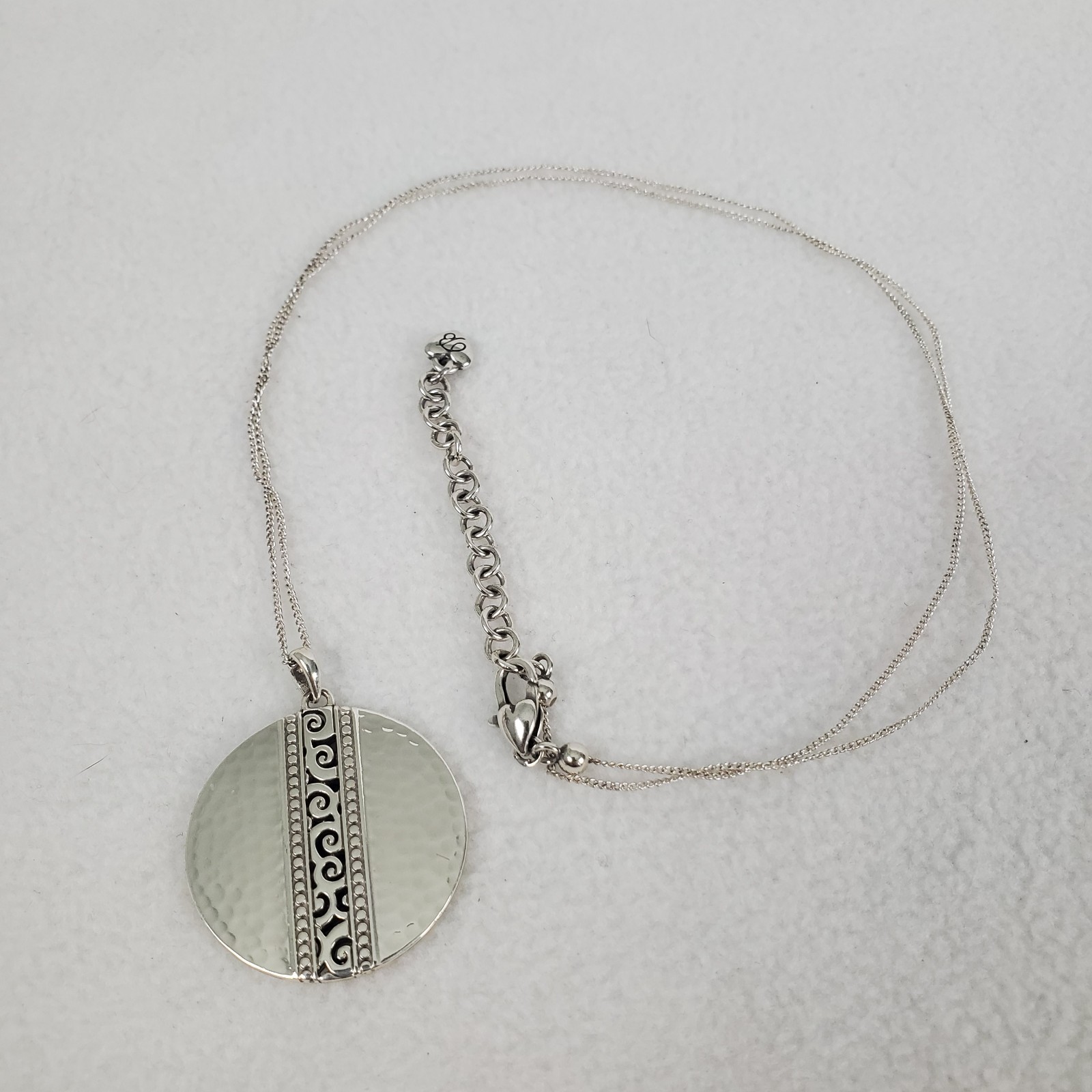 Brighton Silver Plated Mingle Disc Necklace Hammered 27 In