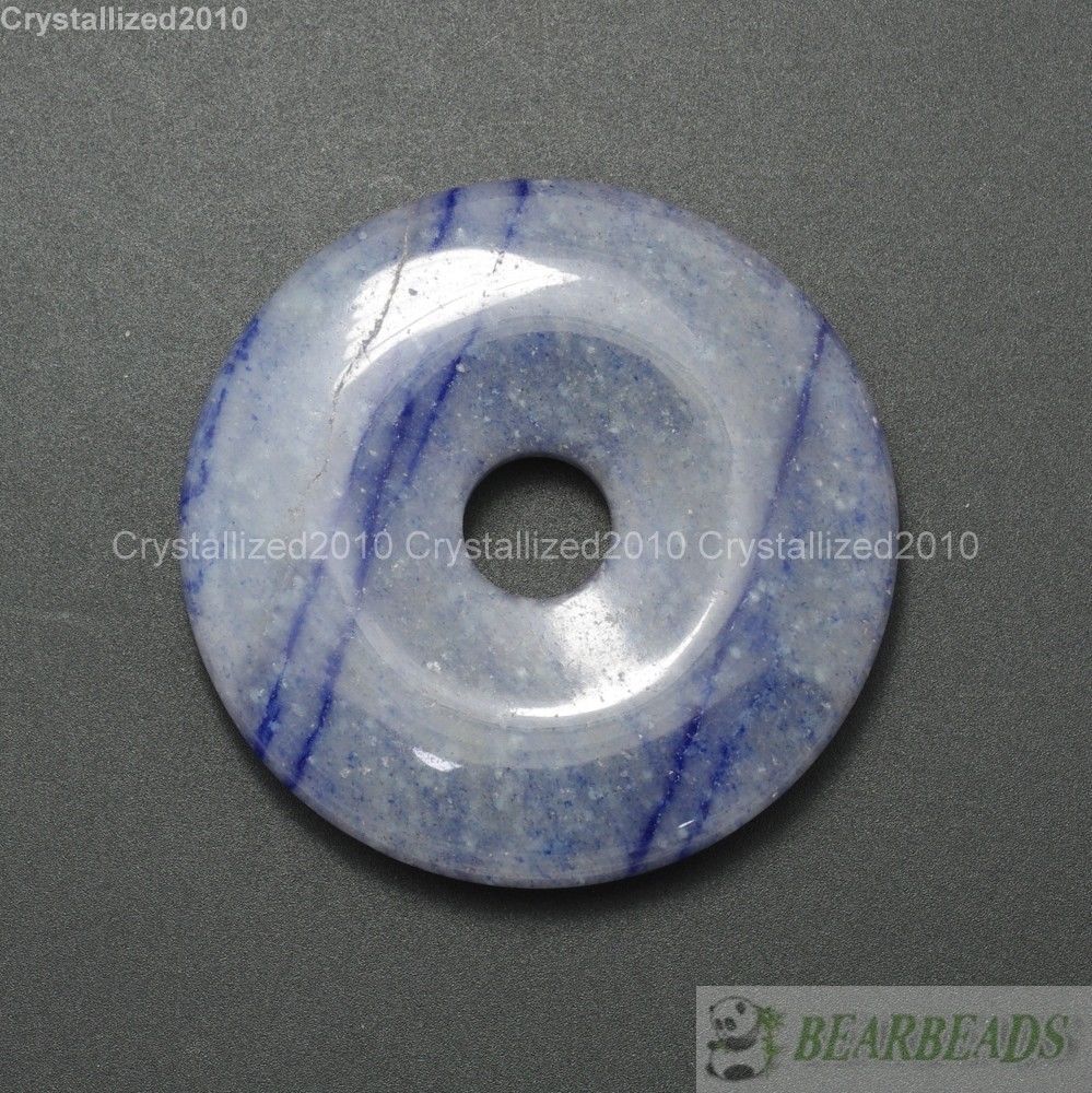 Natural Gemstone Round Donut Ring Pendant 50mm Beads Necklace Earring Jewelry