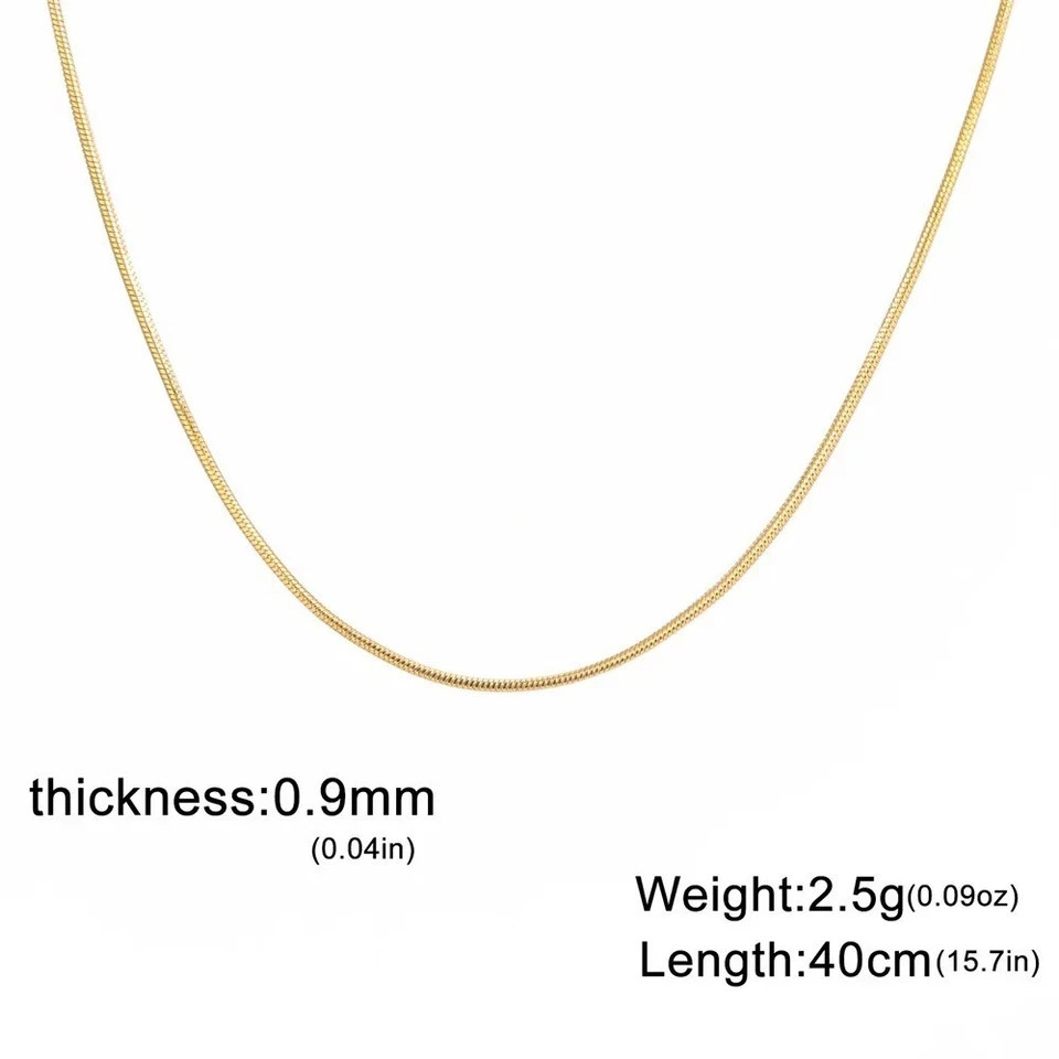Stainless Steel Snake Chain Necklace 0.9-2mm Choker Link Men Women Gift