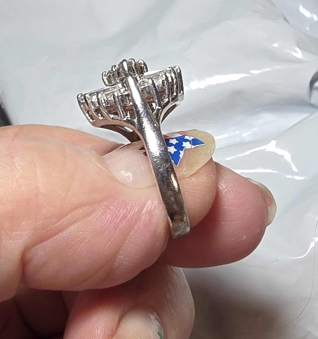 Sterling Silver CZ Cocktail Ring Size 6 3/4