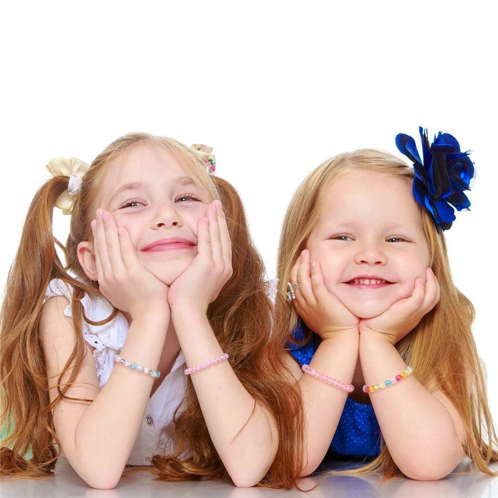 Pulseras elásticas cuentas, pulsera amor rosa, conjunto de bisutería para niñas