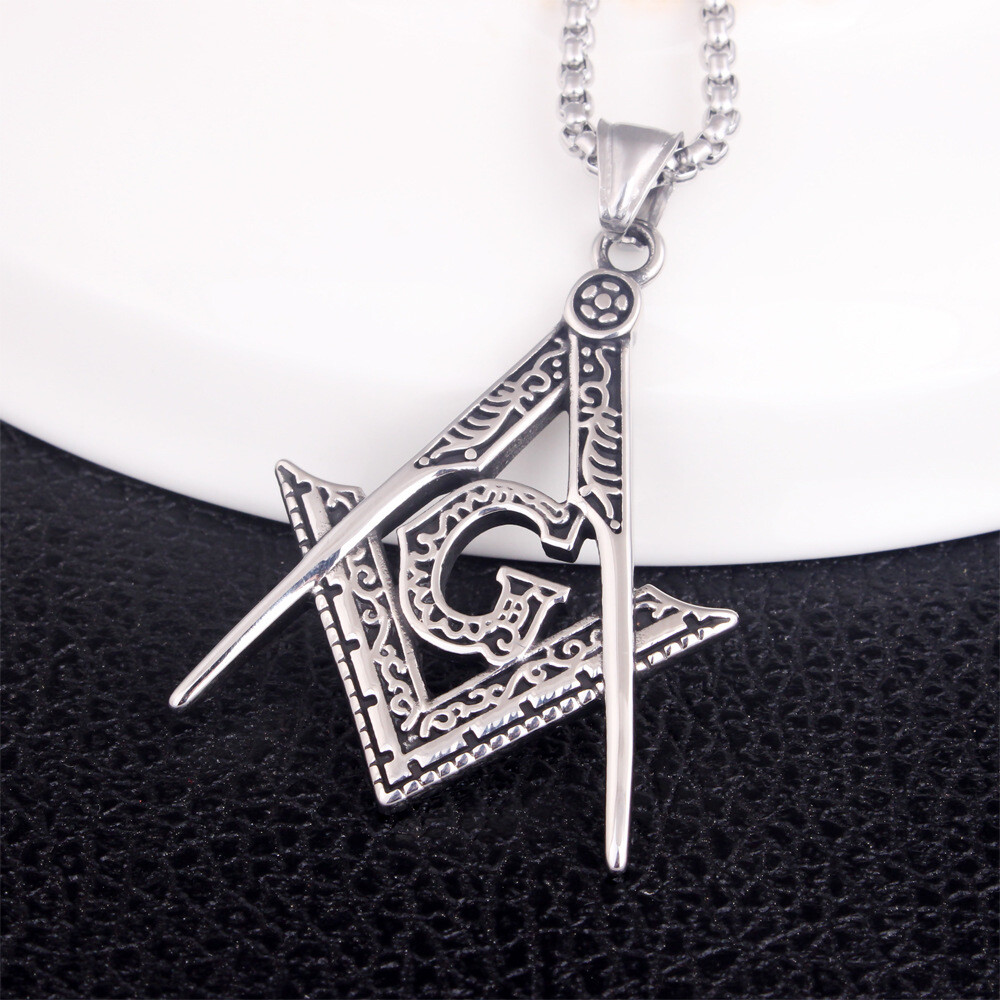 Freemason Masonic Square and Compasses Pendant Necklace Chain Men’s Jewelry Gift
