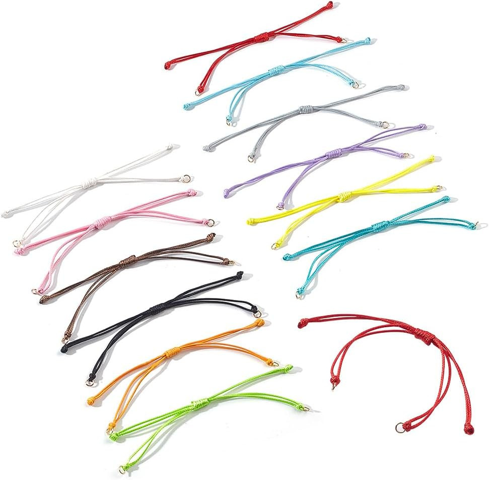 24 Pcs 12 Colors Half Finished Polyester Thread Bracelets, Adjustable Rope Threa