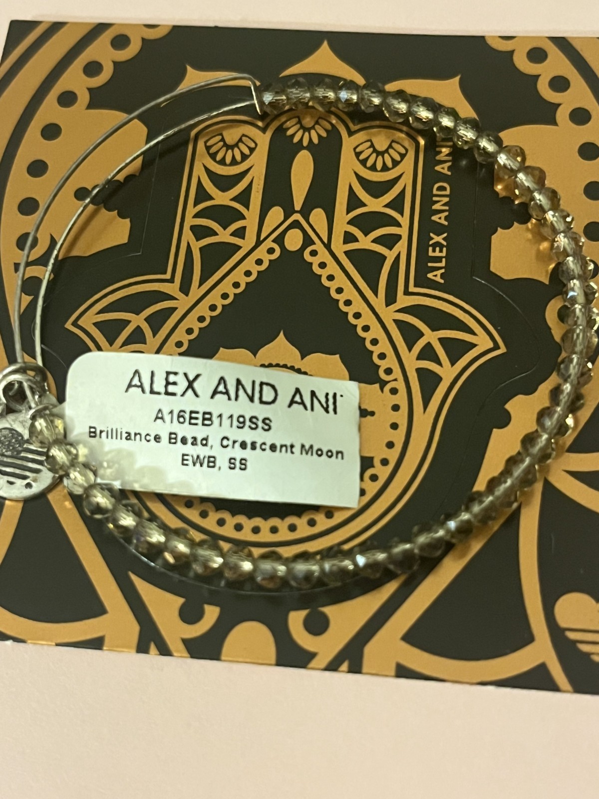 Alex and Ani ~ Brilliance Bead, Crescent Moon ~ Shiny Silver ~ NWT & CARD