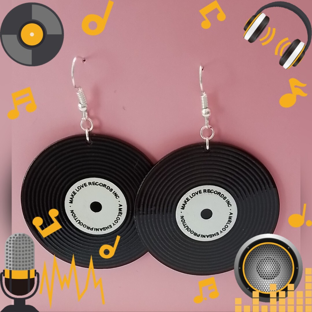 Novelty Vinyl LP Record Dangle Earrings Retro, Kitsch, Kawaii,