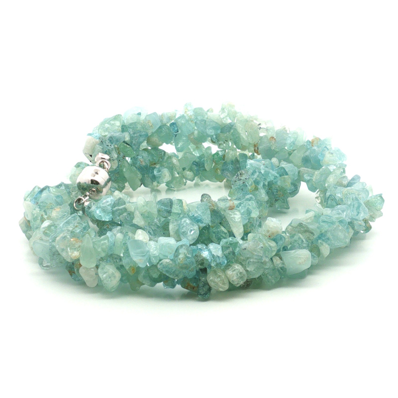 Natural Milky Aquamarine Uncut Chip Necklace 45cm 925 Sterling Silver Rhodium