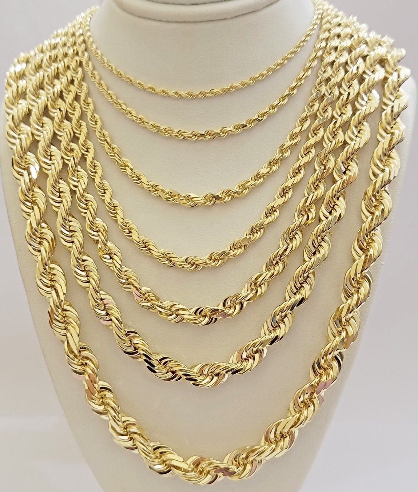 Real 14k Yellow Gold Rope Chain Necklace 2mm-10mm 18″-30″ 14KT SOLID Men Women