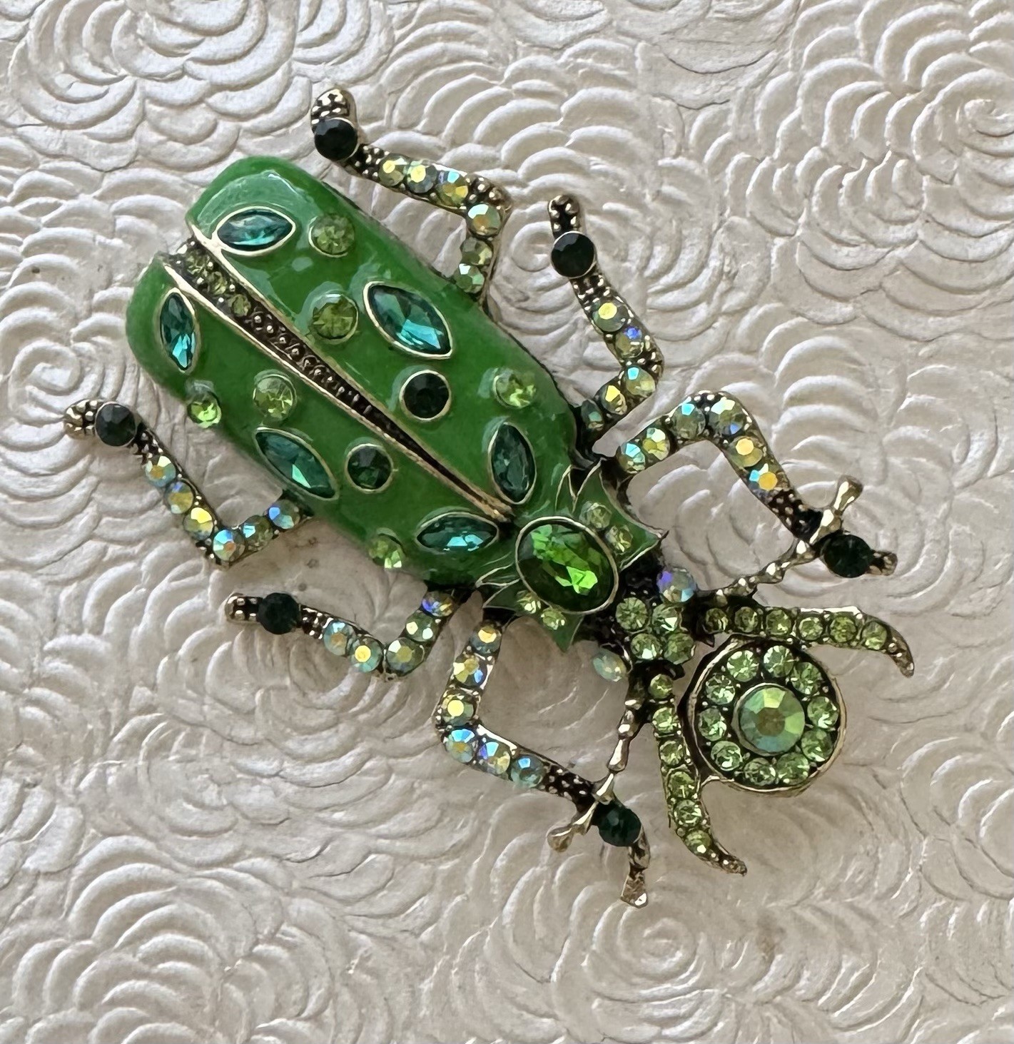 Beetle /scarab large brooch gold tone metal